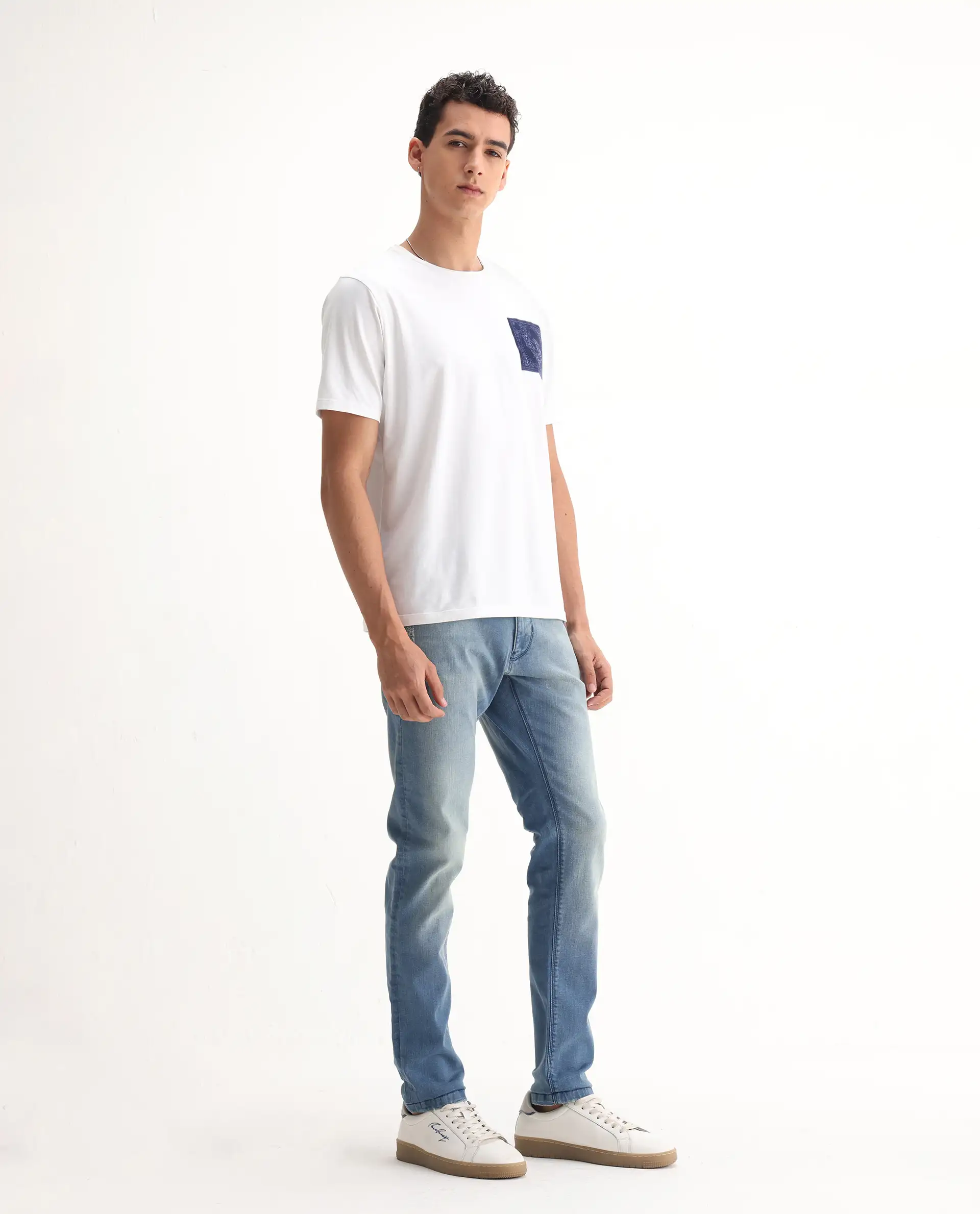 Rare Rabbit Men's Indus Blue Cotton Plain Hawk Slim Fit Jeans - Image 4