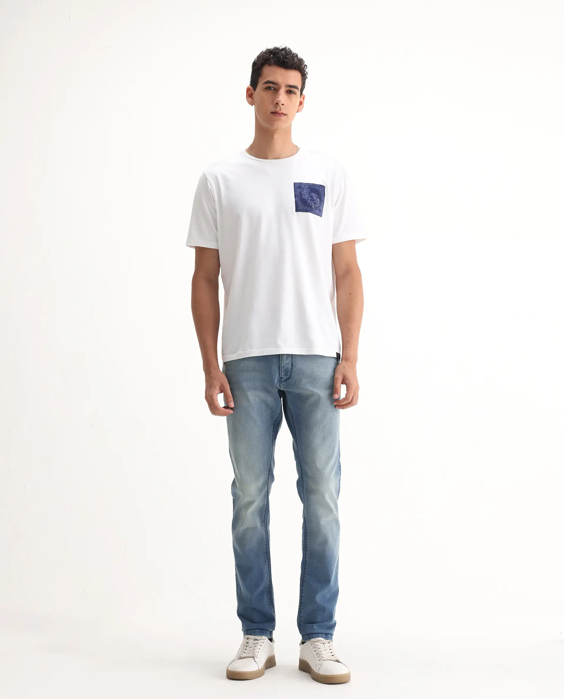 Rare Rabbit Men's Indus Blue Cotton Plain Hawk Slim Fit Jeans - Image 6