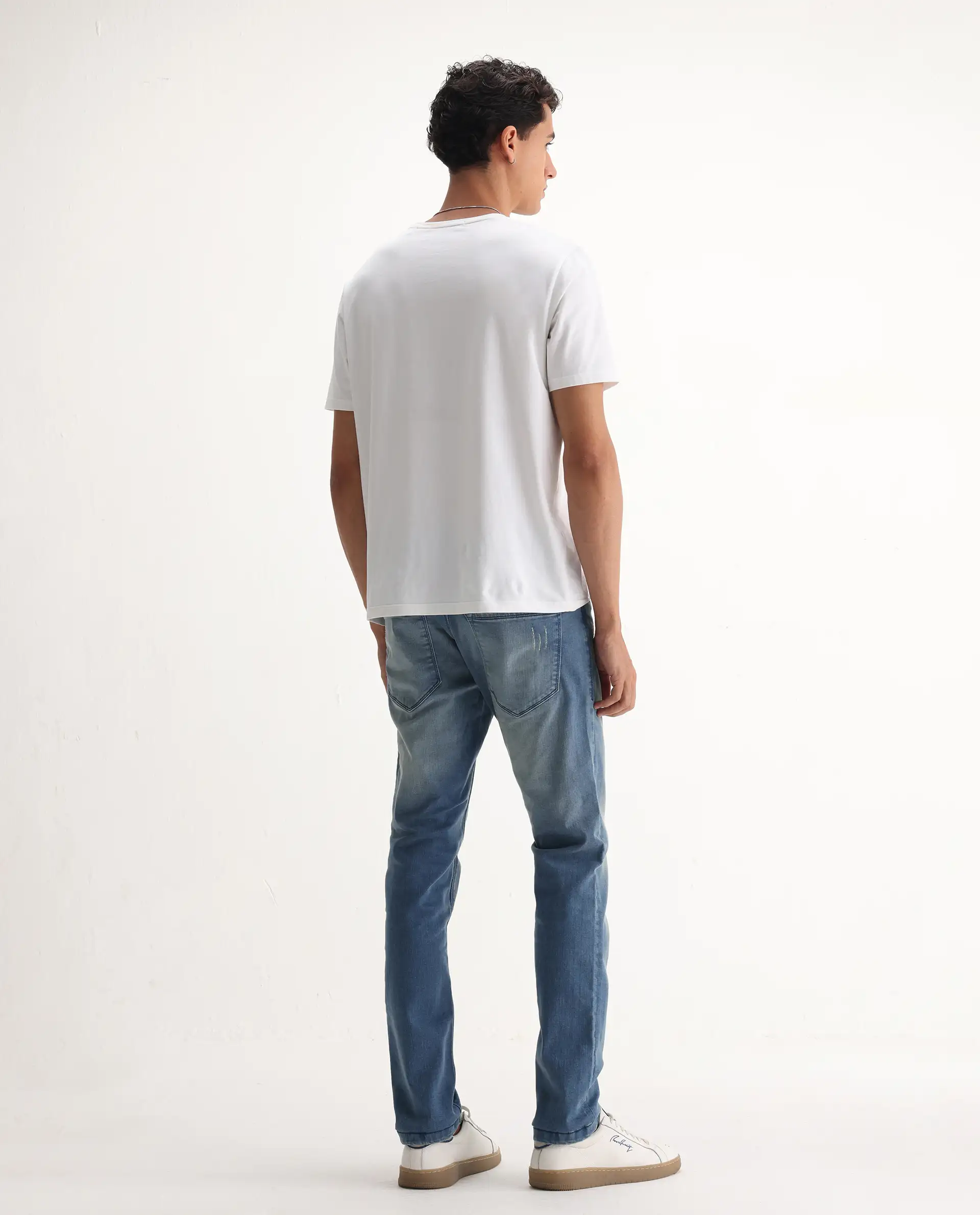 Rare Rabbit Men's Indus Blue Cotton Plain Hawk Slim Fit Jeans - Image 9