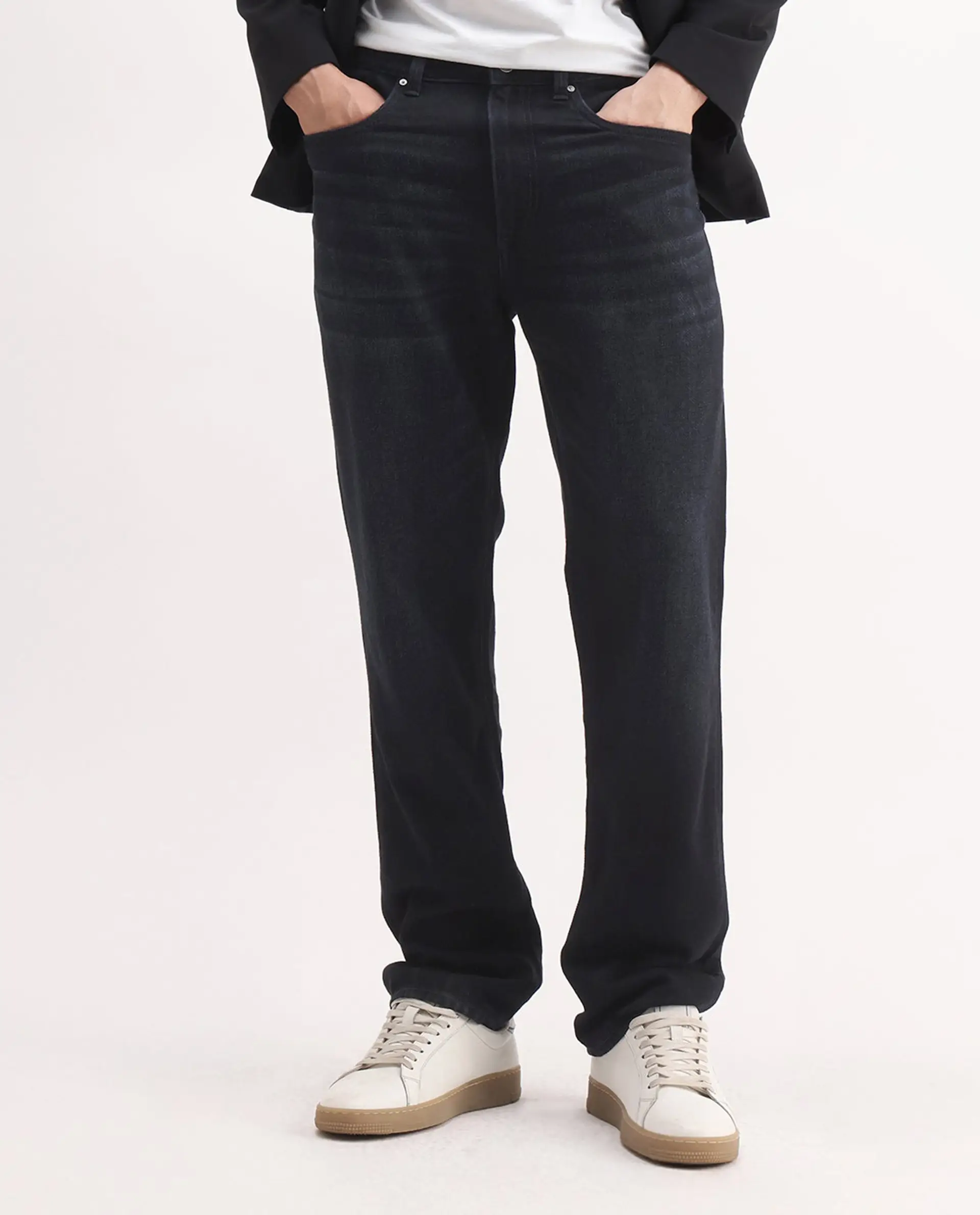 Rare Rabbit Men's Indy Dark Navy Cotton Blend Plain Morris Regular Fit Jeans - Image 10