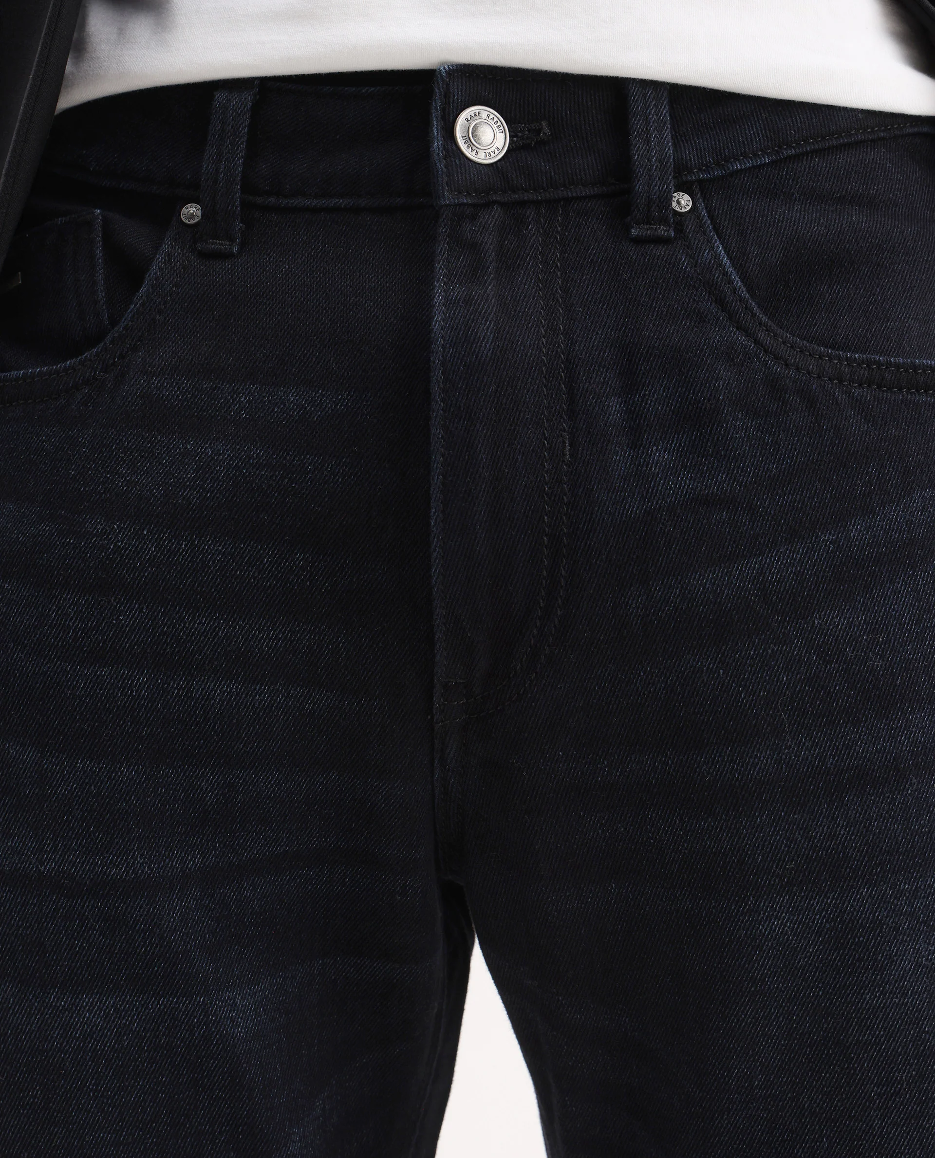 Rare Rabbit Men's Indy Dark Navy Cotton Blend Plain Morris Regular Fit Jeans - Image 4