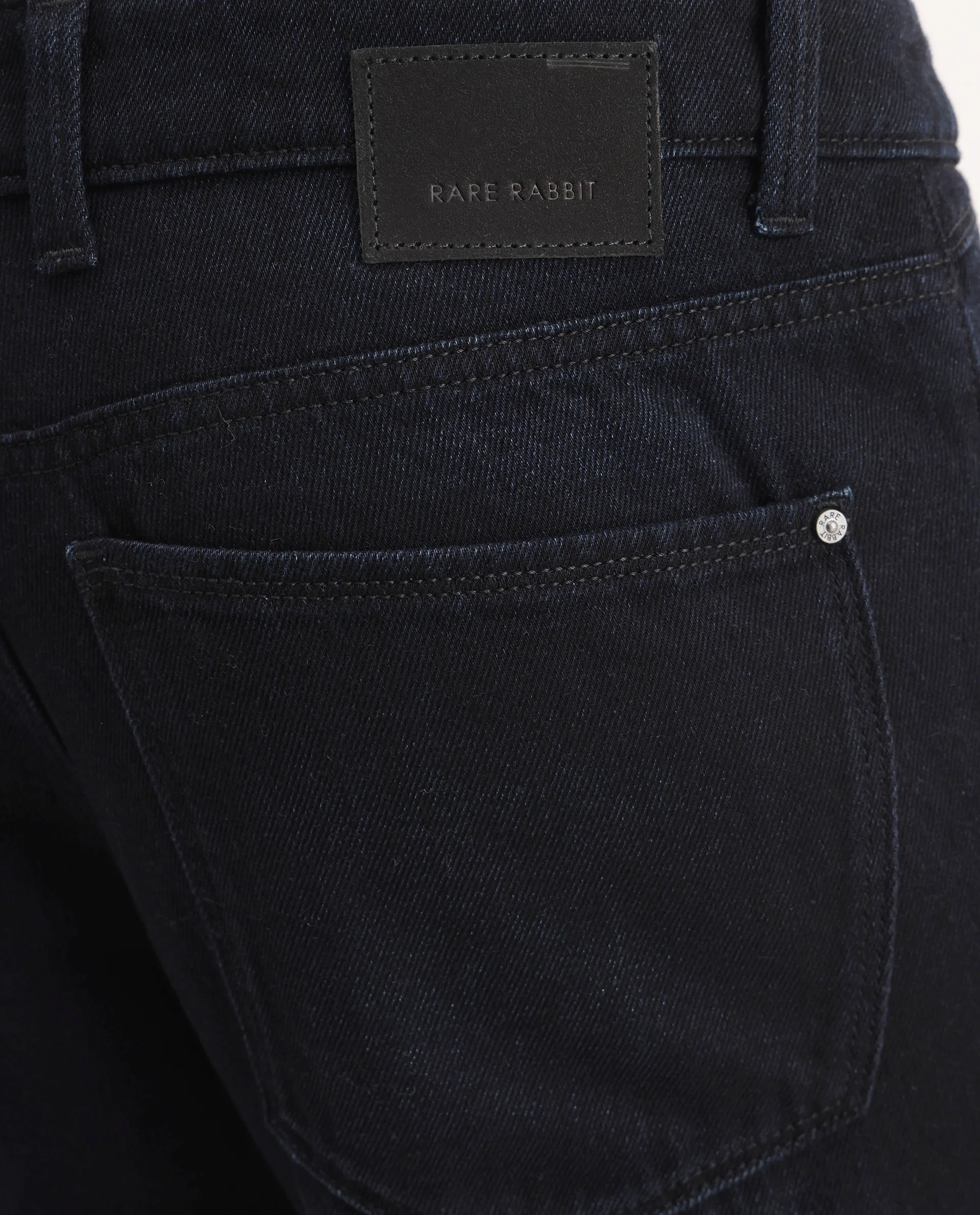 Rare Rabbit Men's Indy Dark Navy Cotton Blend Plain Morris Regular Fit Jeans - Image 6
