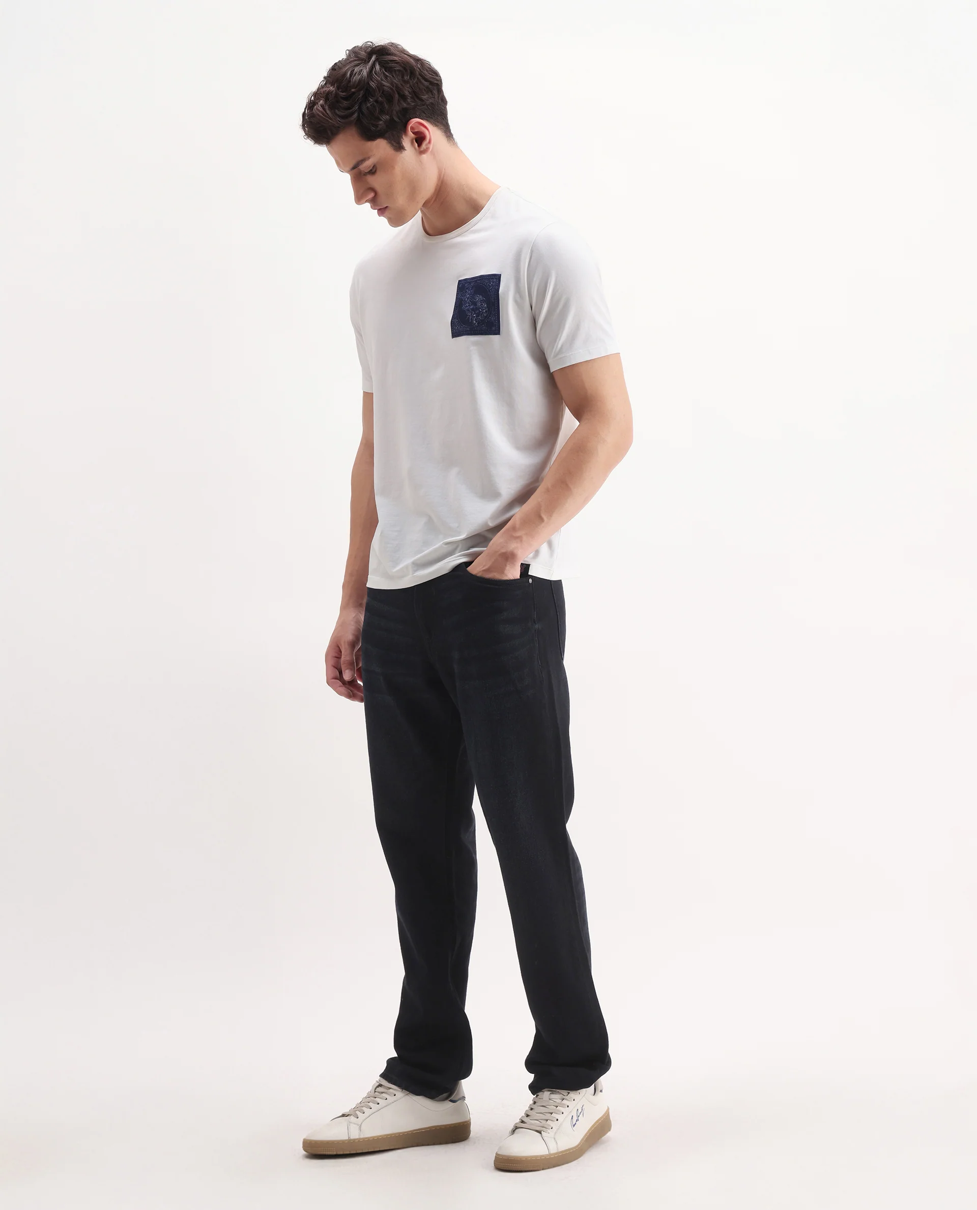 Rare Rabbit Men's Indy Dark Navy Cotton Blend Plain Morris Regular Fit Jeans - Image 7