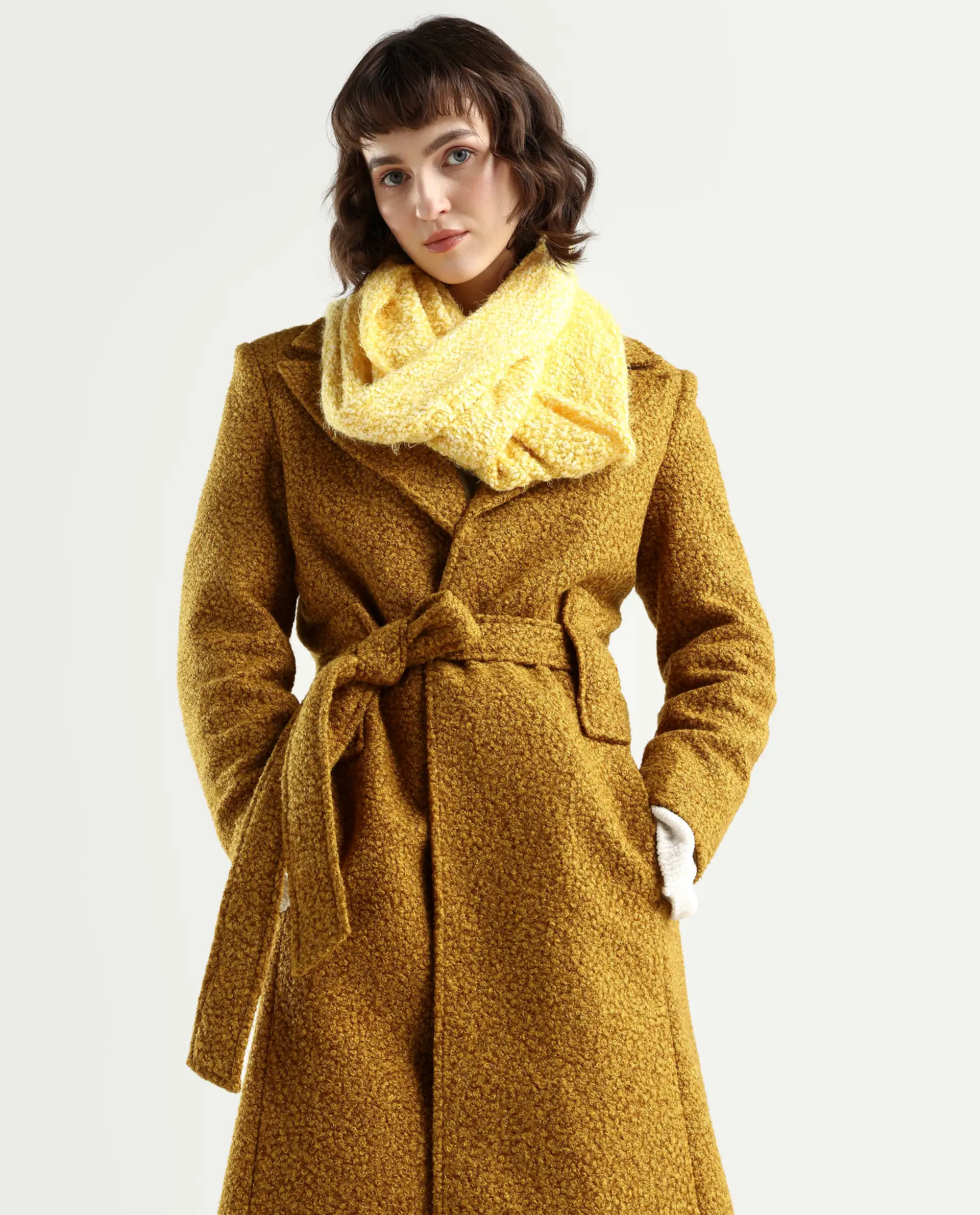 Rareism Women Infinn Yellow Plain Muffler