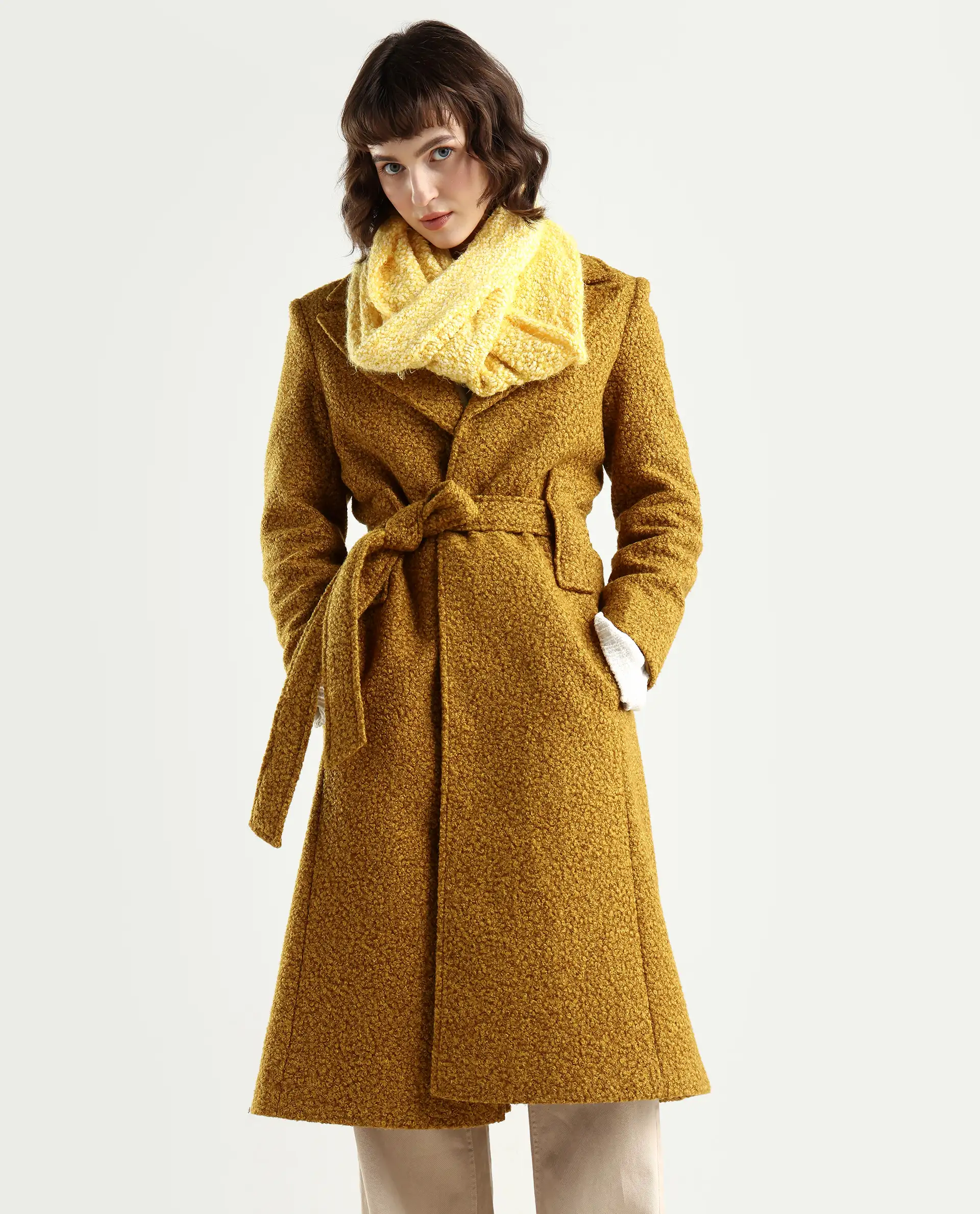 Rareism Women Infinn Yellow Plain Muffler - Image 3