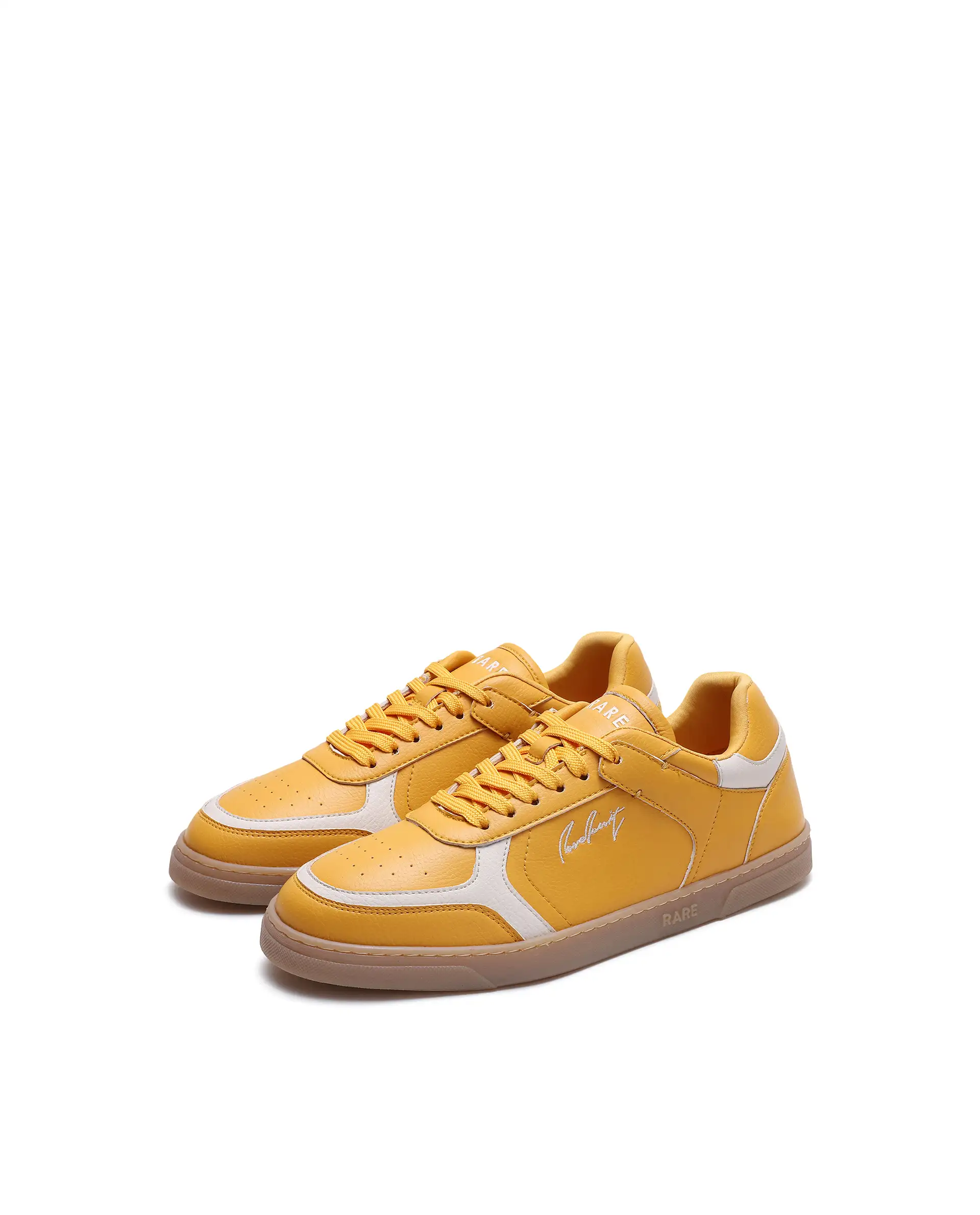 Rare Rabbit Men's Inforo Mustard Micro Leather Sneaker - Image 2