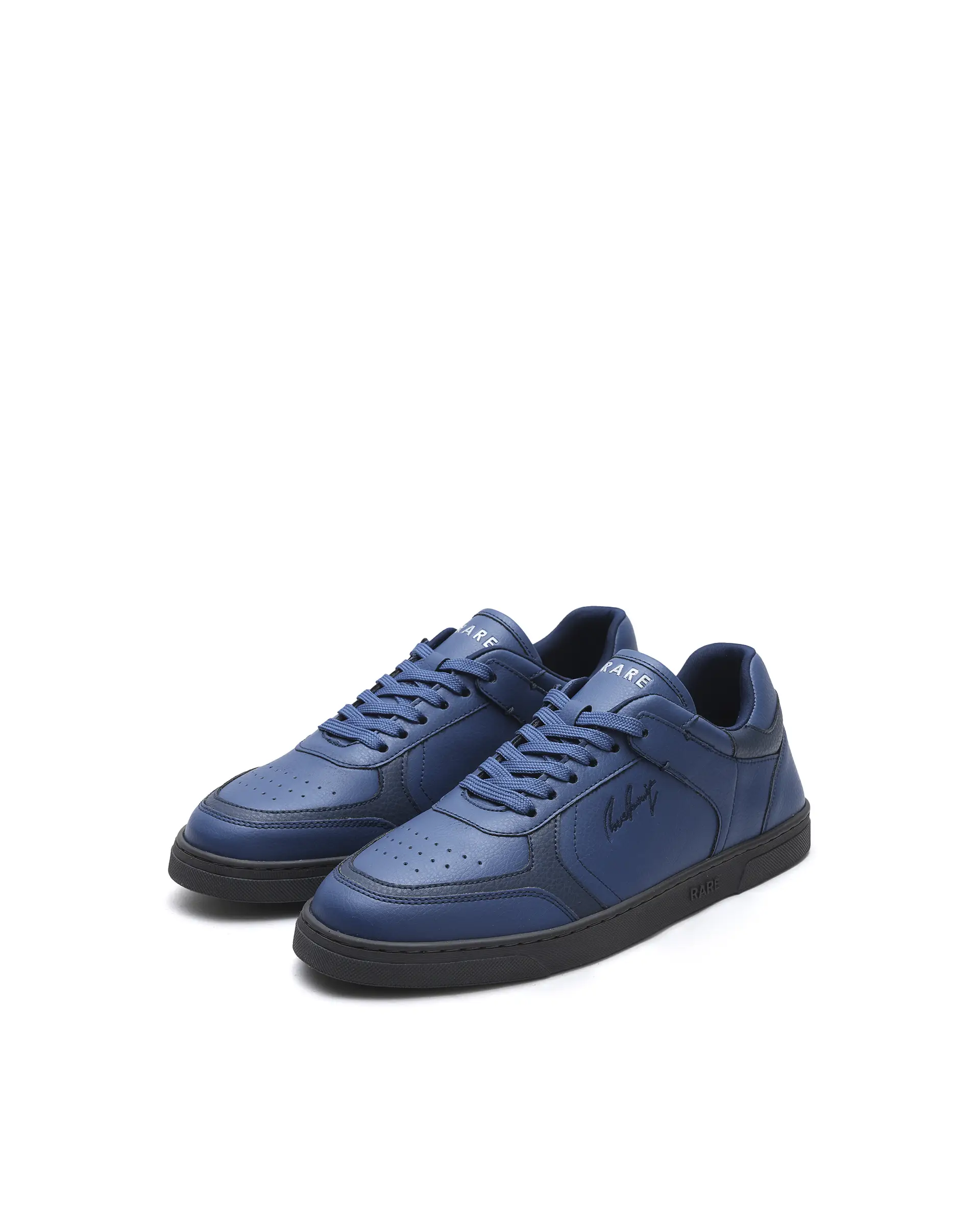Rare Rabbit Men's Inforo Navy Micro Leather Sneaker - Image 3