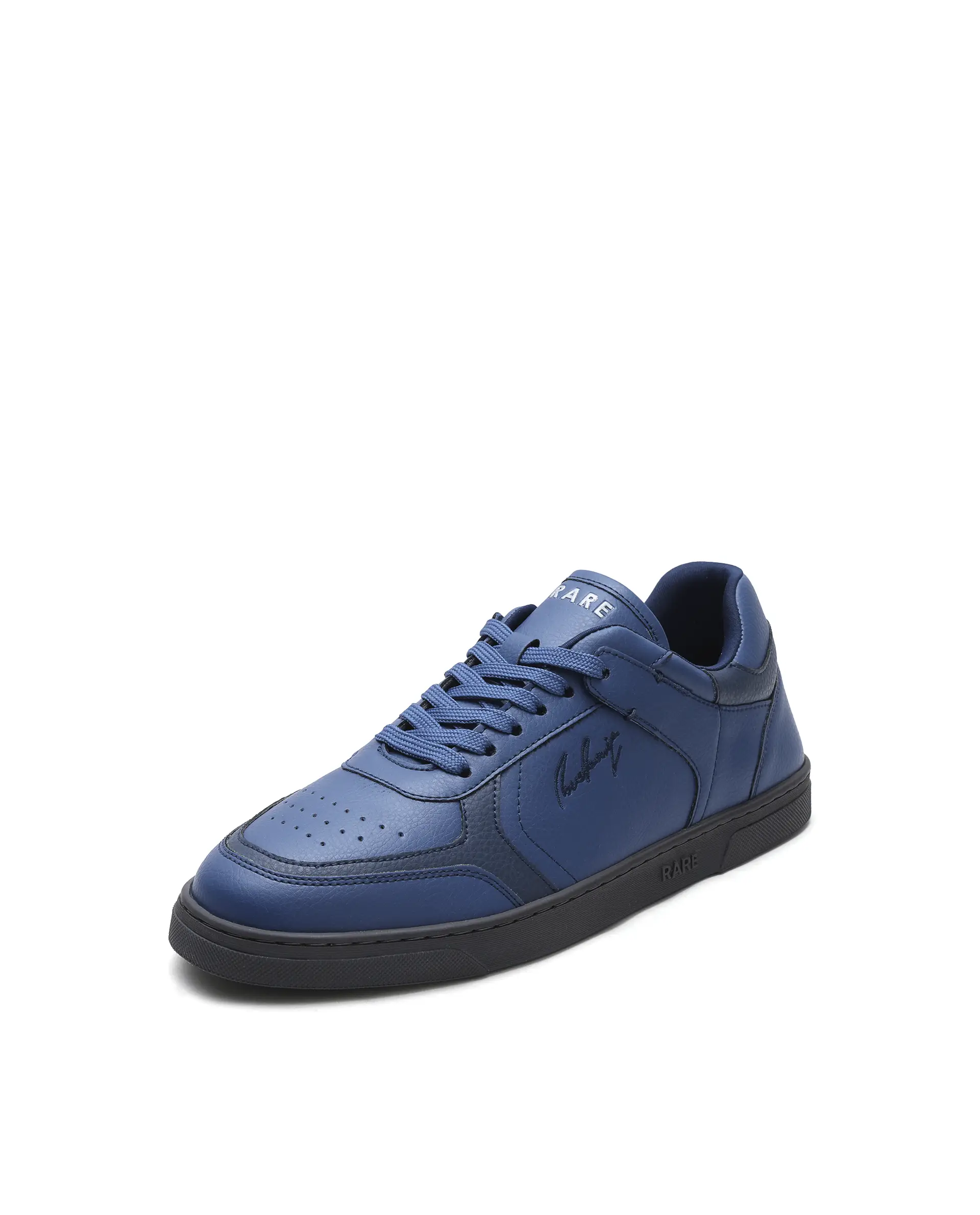Rare Rabbit Men's Inforo Navy Micro Leather Sneaker - Image 7