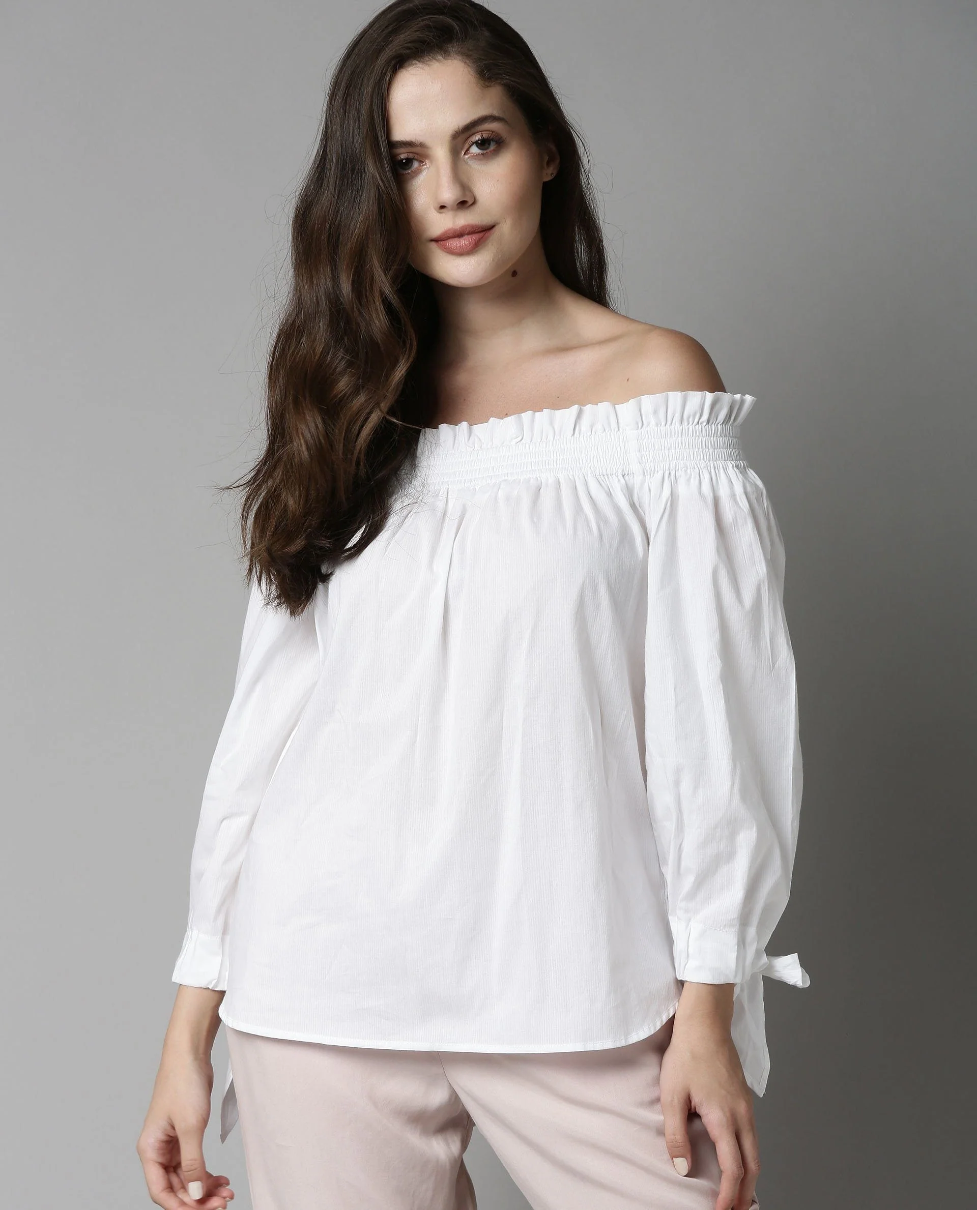 Rareism Women Infuse White Top Short Sleeves Solid - Image 5