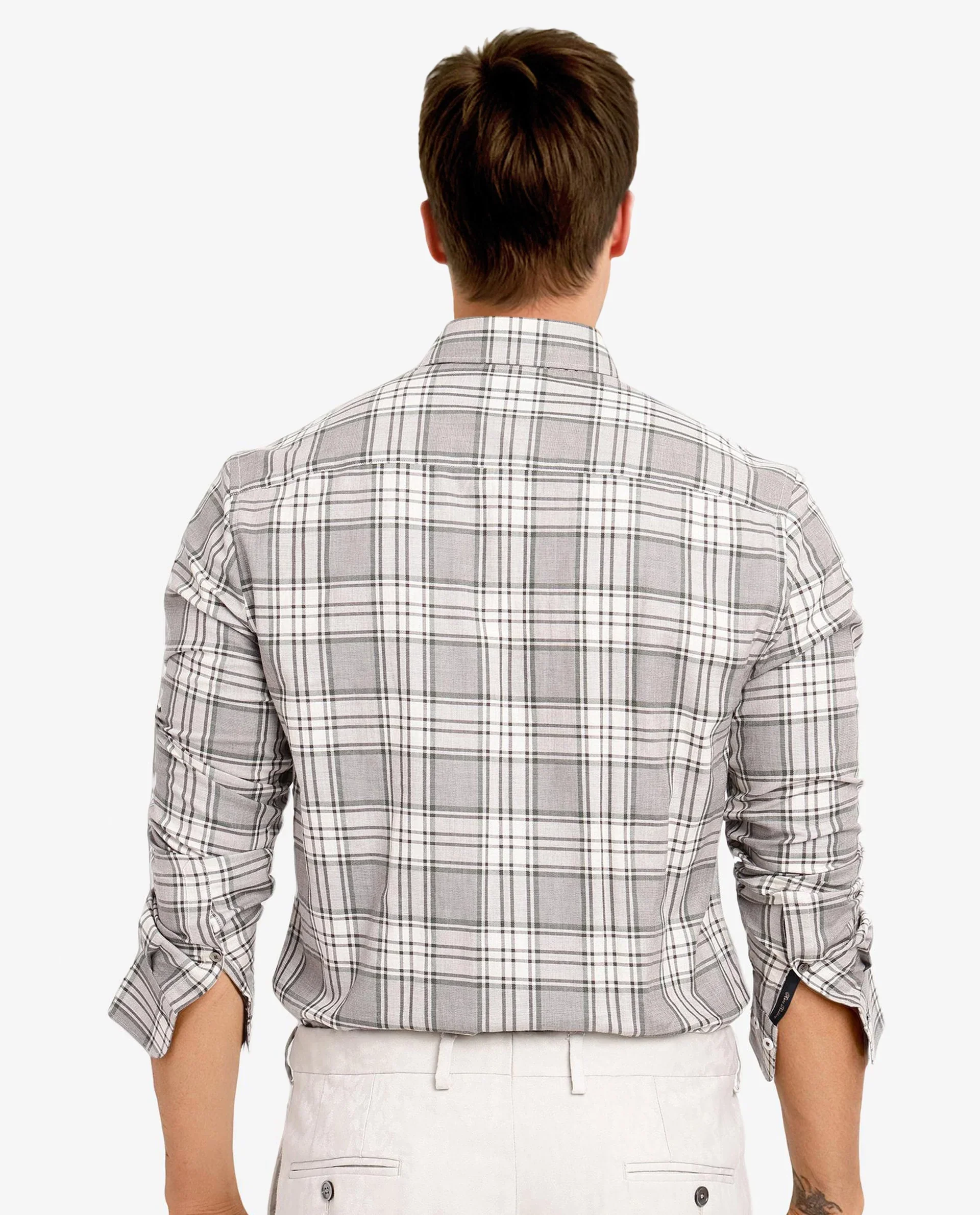 Rare Rabbit Men's Iris Beige Cotton Checked Print Regular Fit Full Sleeve Collared Shirt - Image 4