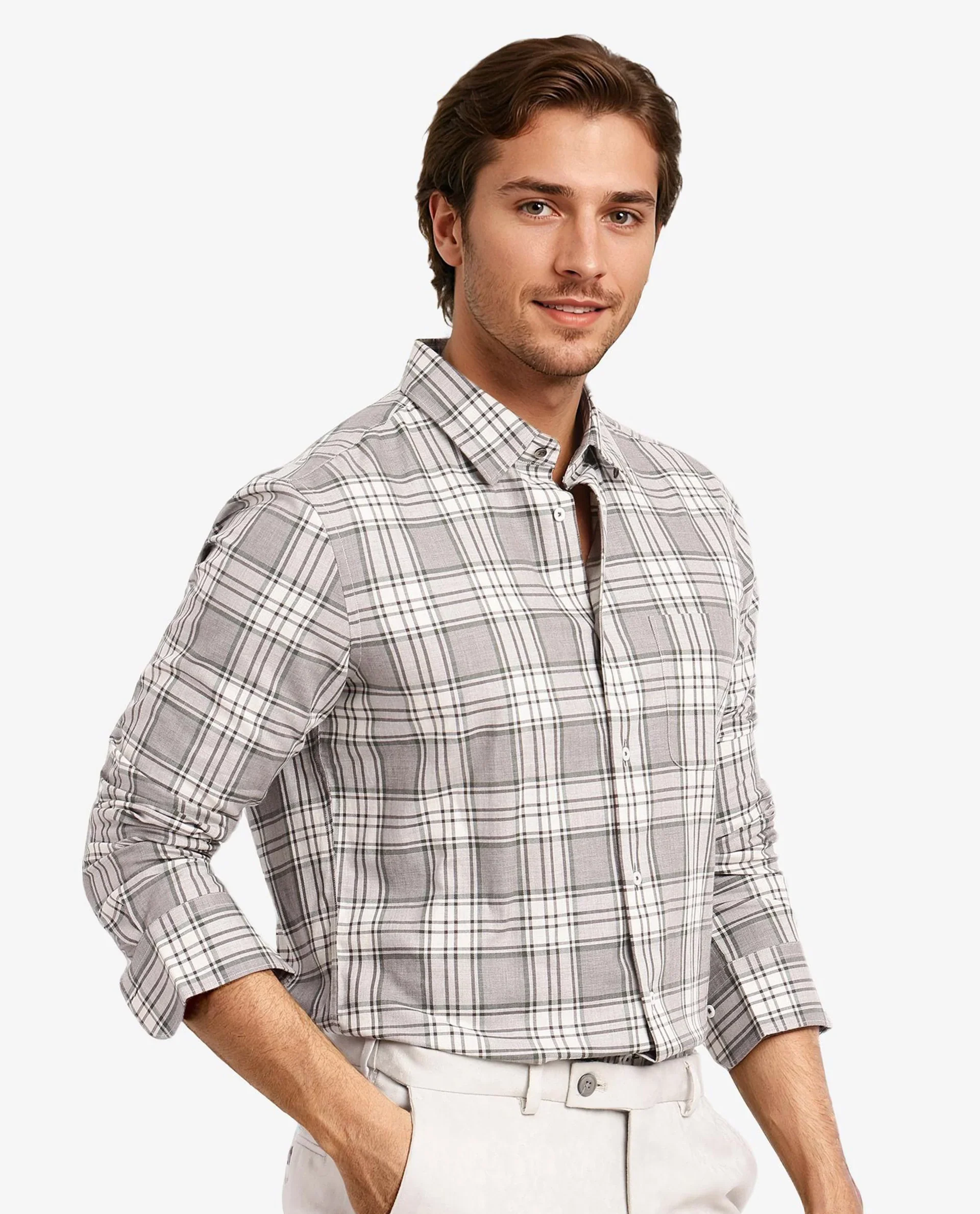 Rare Rabbit Men's Iris Beige Cotton Checked Print Regular Fit Full Sleeve Collared Shirt - Image 5