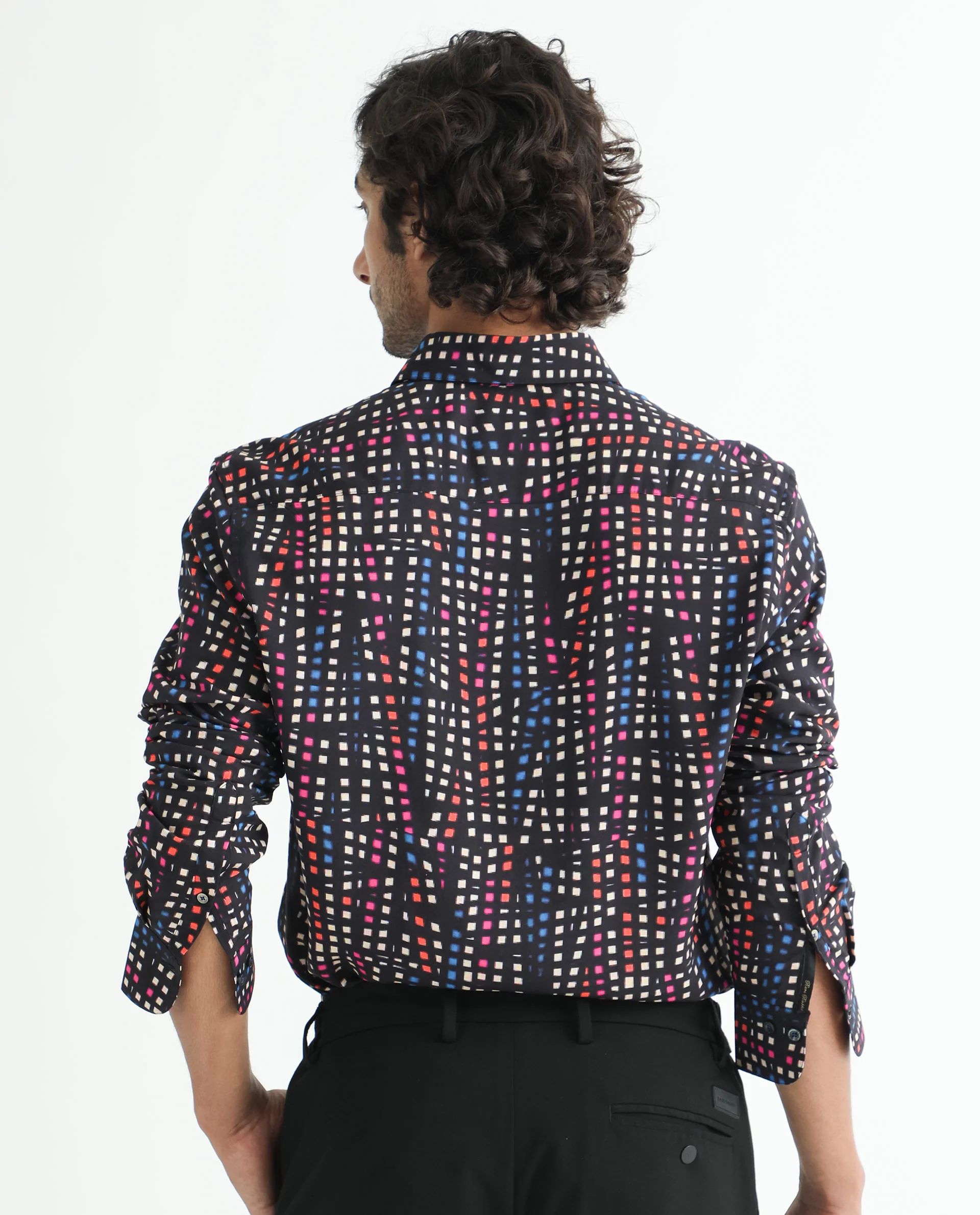 Rare Rabbit Men's Irvine Black Viscose Geometric Print Regular Fit Full Sleeve Collared Shirt - Image 10
