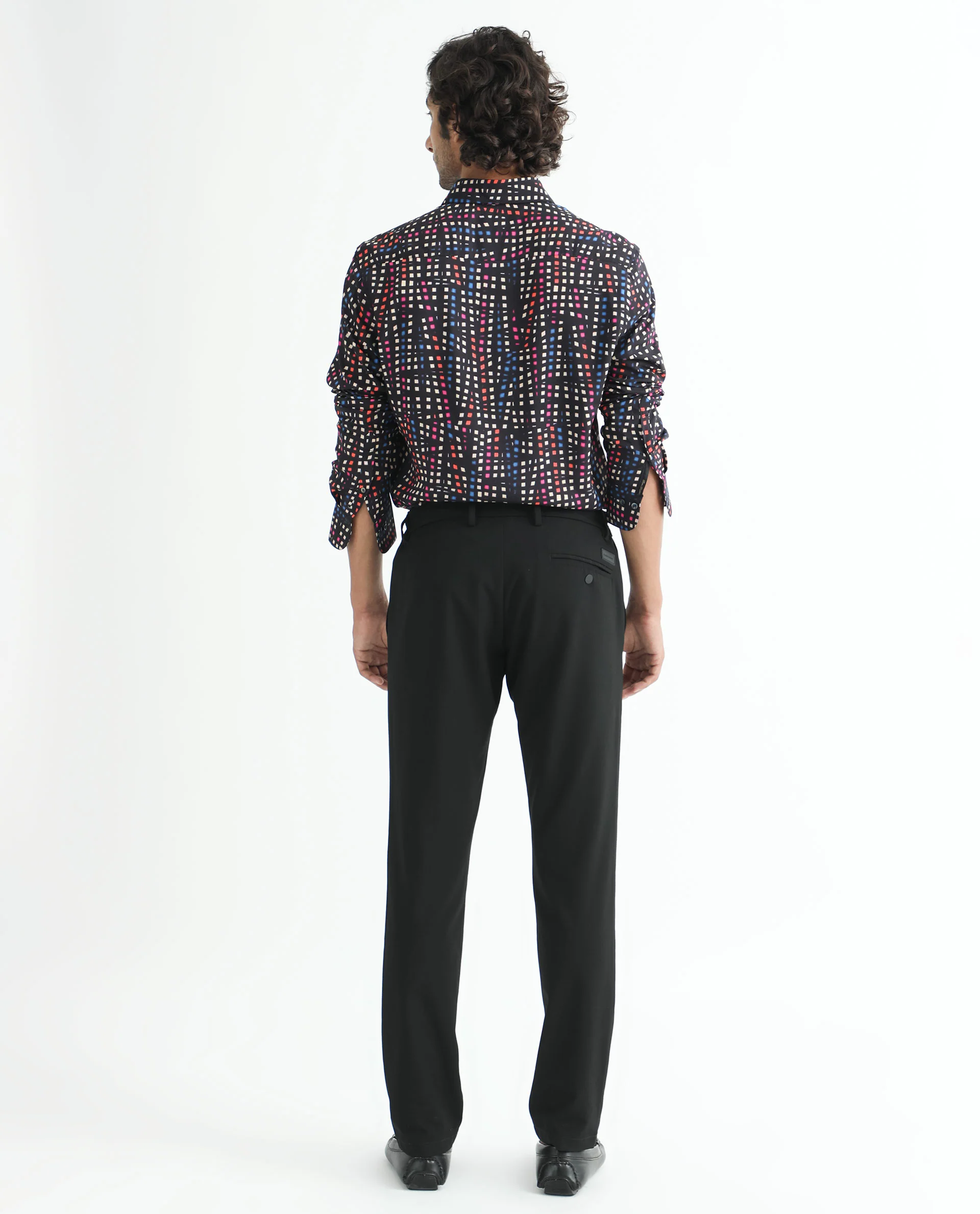 Rare Rabbit Men's Irvine Black Viscose Geometric Print Regular Fit Full Sleeve Collared Shirt - Image 11