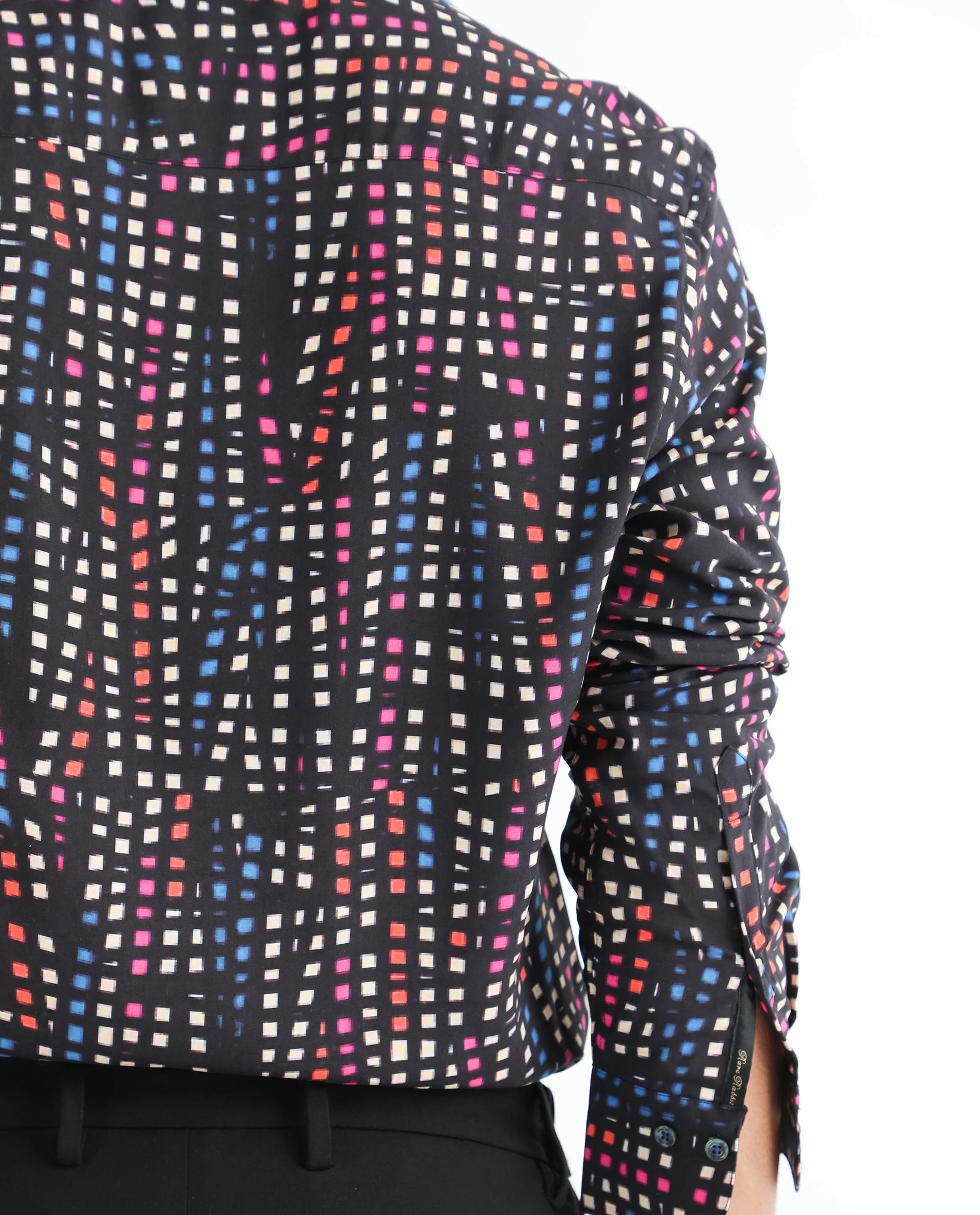 Rare Rabbit Men's Irvine Black Viscose Geometric Print Regular Fit Full Sleeve Collared Shirt - Image 4