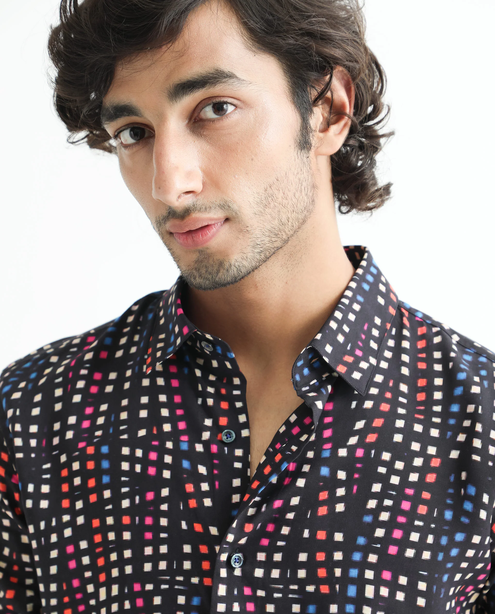 Rare Rabbit Men's Irvine Black Viscose Geometric Print Regular Fit Full Sleeve Collared Shirt - Image 5