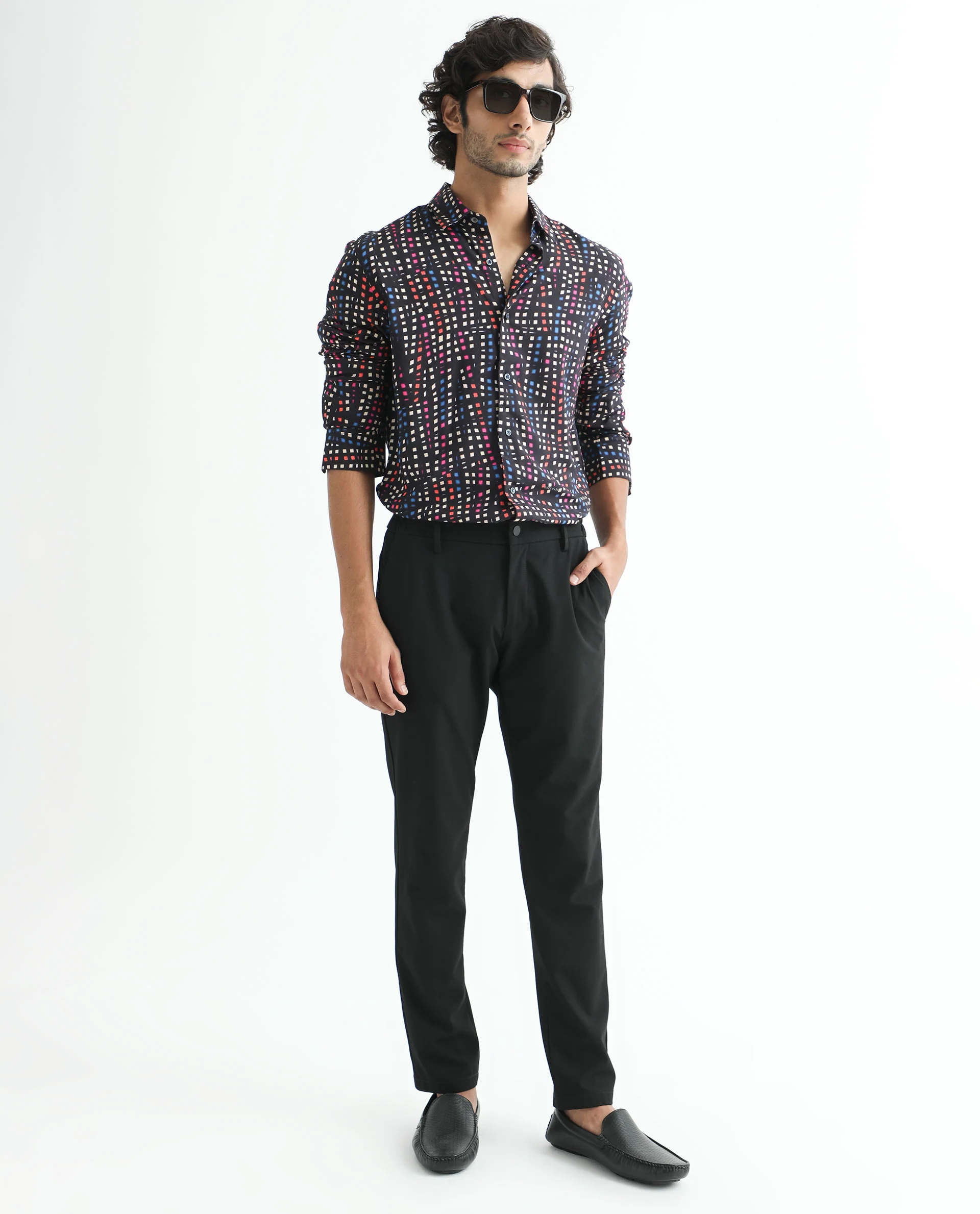 Rare Rabbit Men's Irvine Black Viscose Geometric Print Regular Fit Full Sleeve Collared Shirt - Image 9