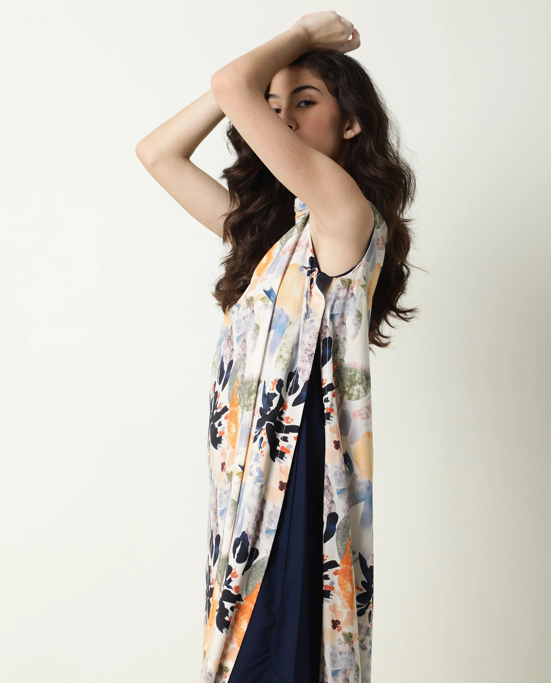 Rareism Women's Isa Multi High Neck Floral Print Sleeveless Knee Length Regular Fit Dress - Image 8