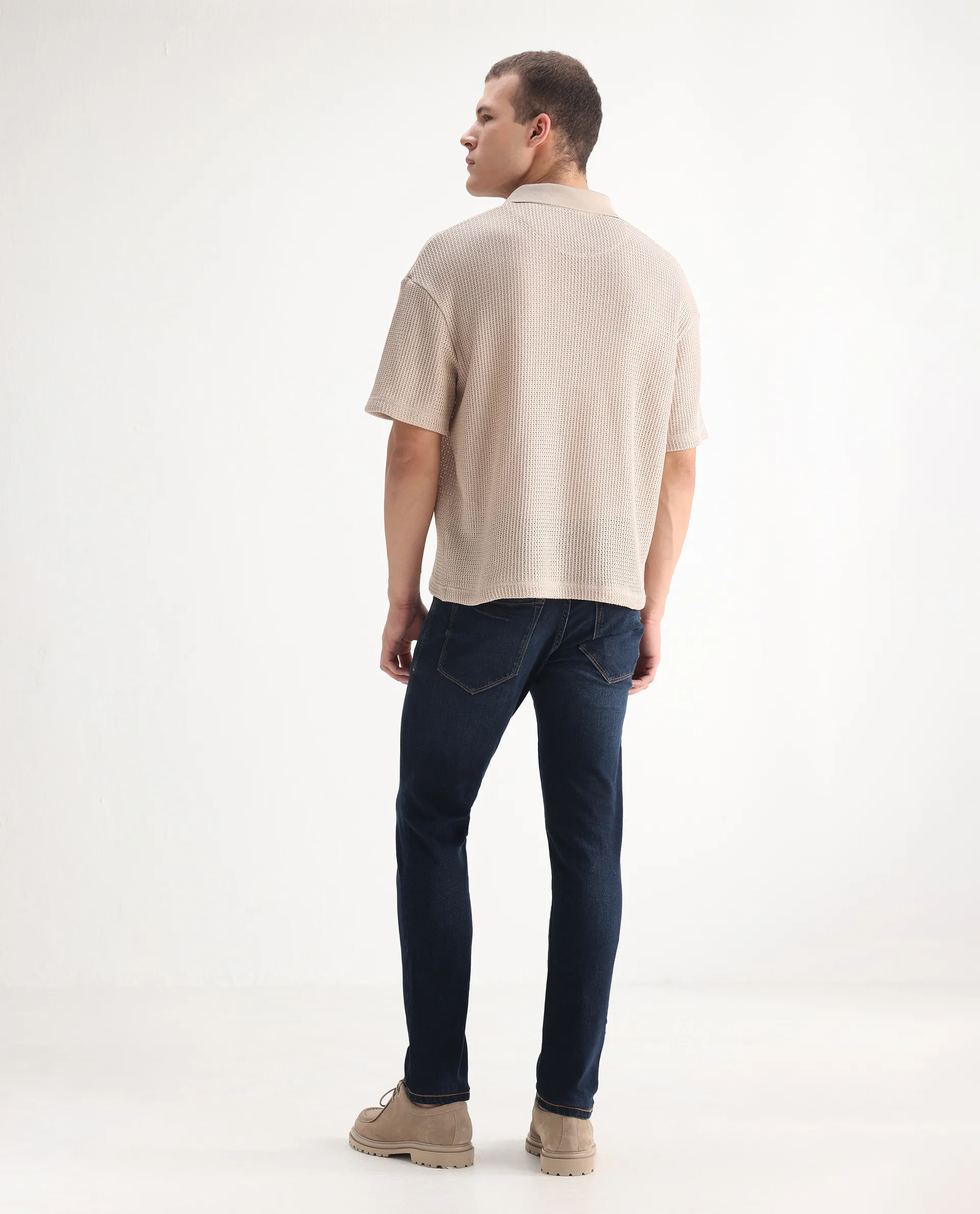 Rare Rabbit Men's Issak Dark Blue Cotton Plain Hawk Slim Fit Jeans - Image 9