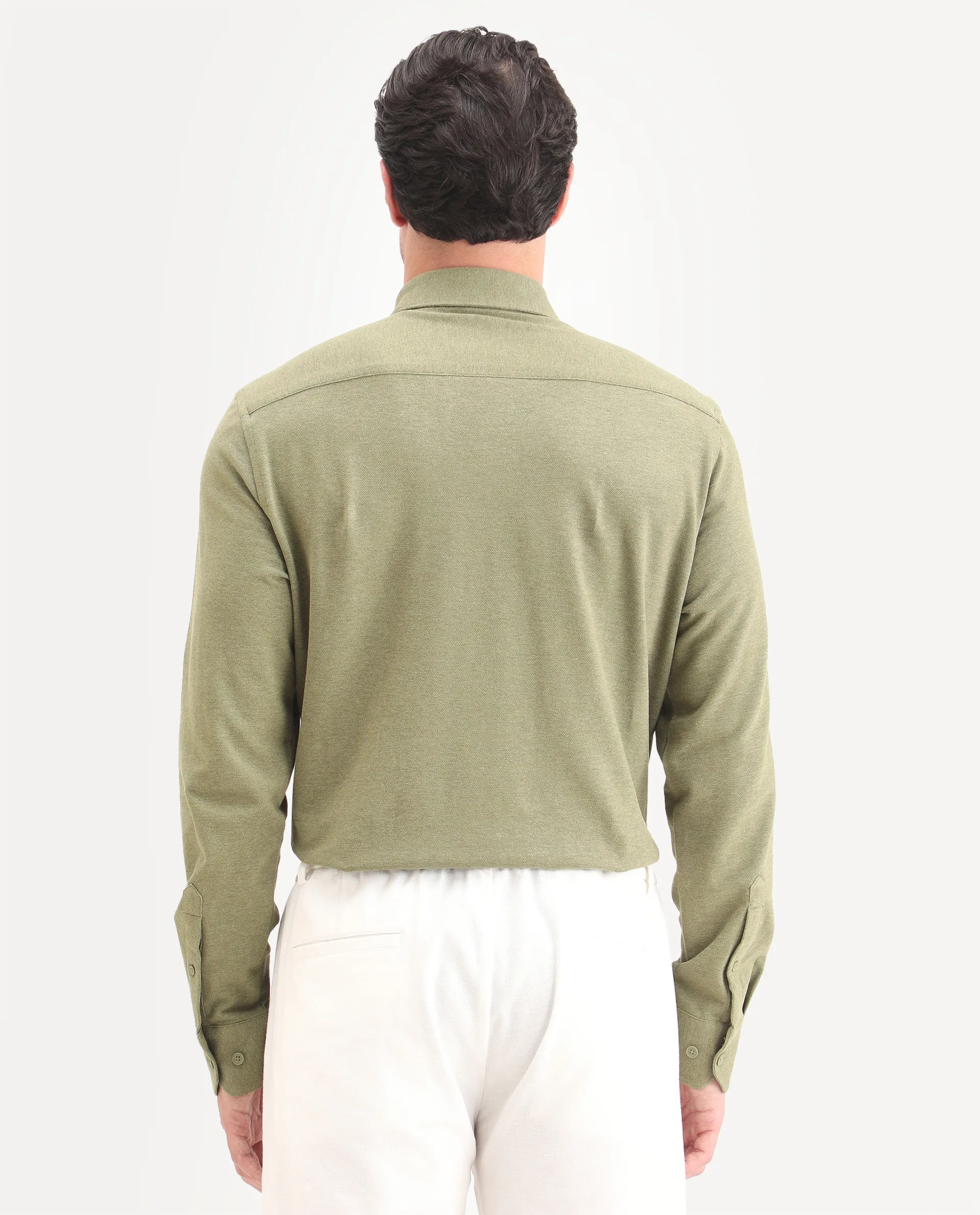 Rare Rabbit Men's Isla Green Cotton Fabric Full Sleeve Button-Down Collar Regular Fit Plain Shirt - Image 7