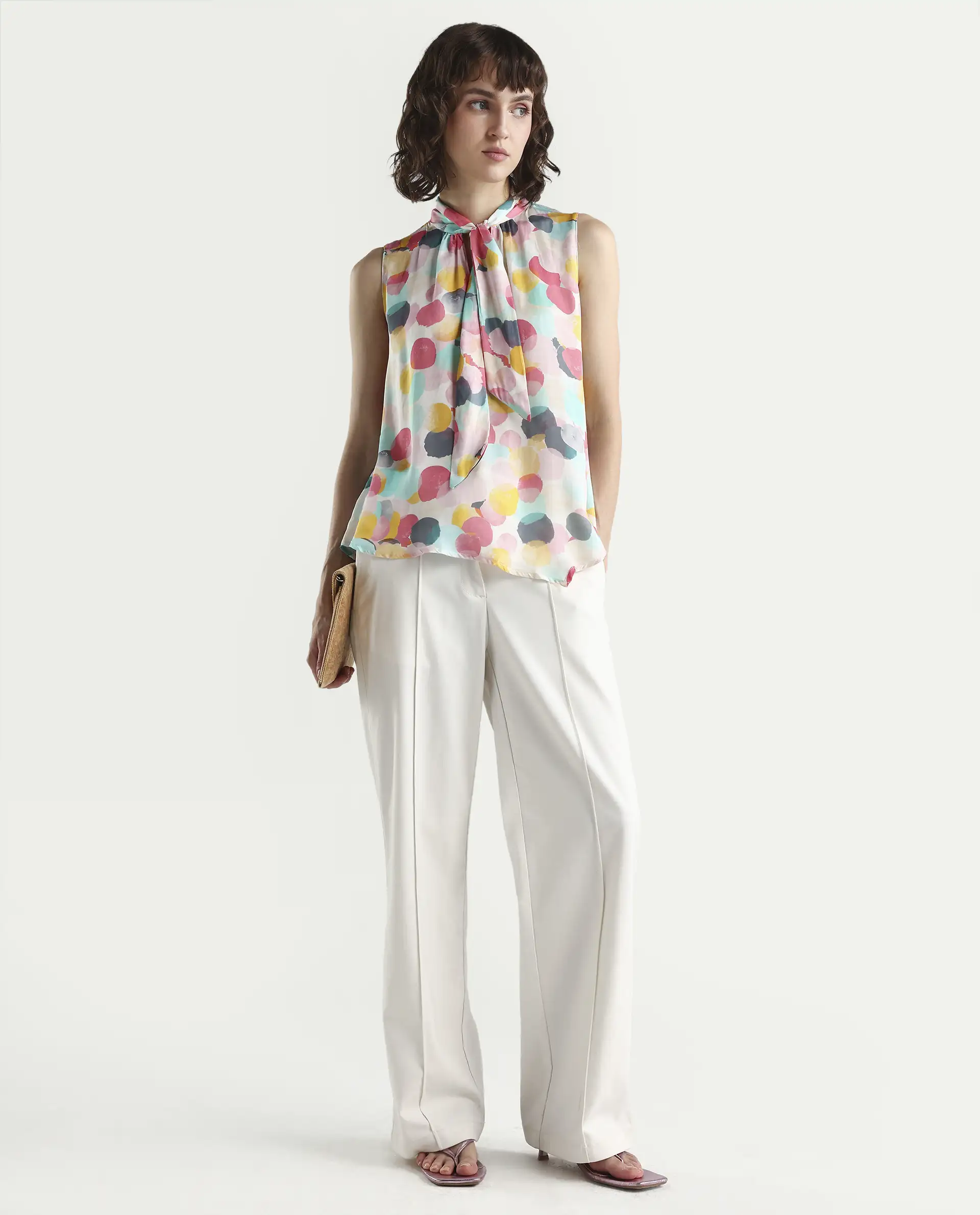 Rareism Women's Isro Pink Modal Abstract Print Top - Image 2