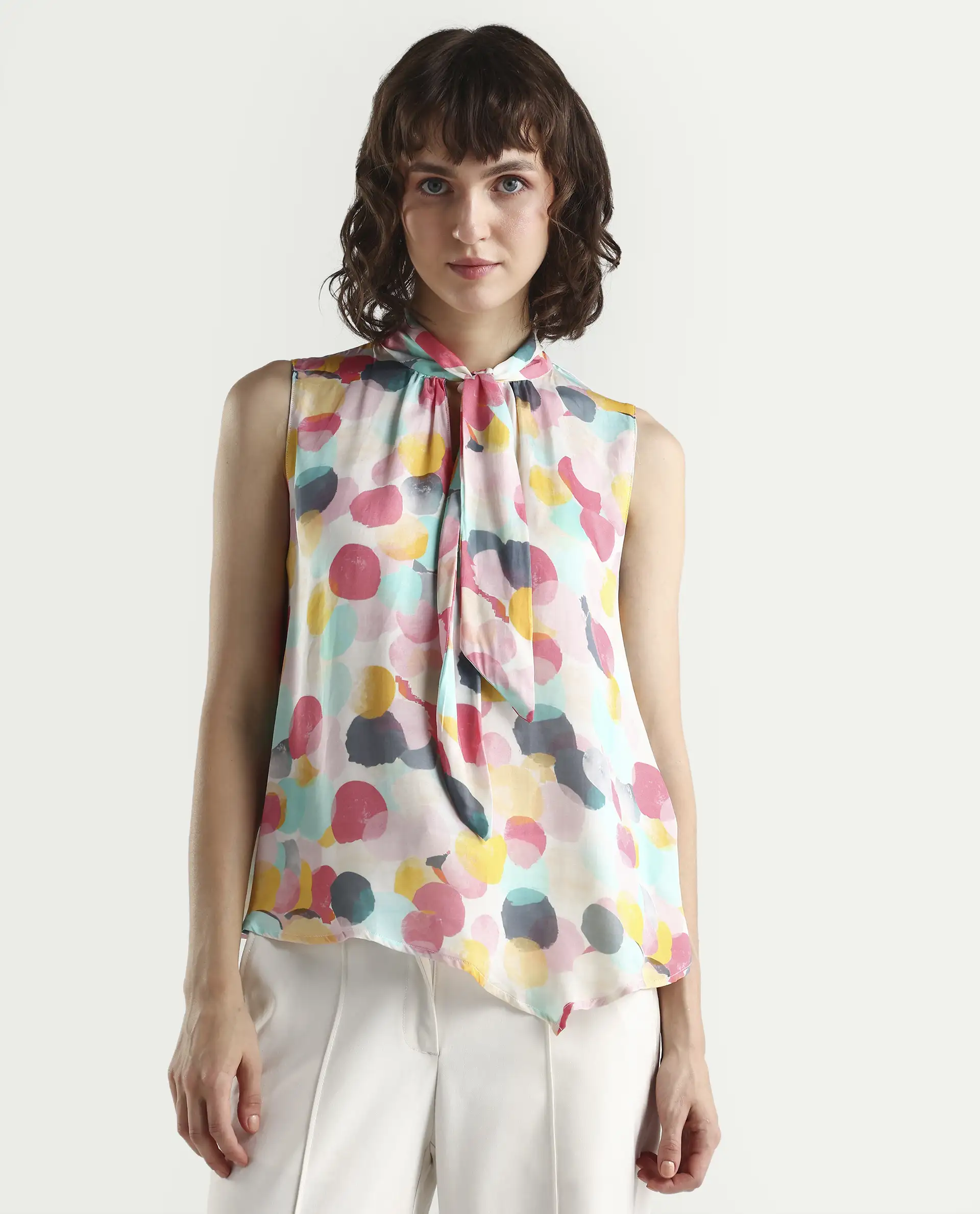 Rareism Women's Isro Pink Modal Abstract Print Top - Image 3