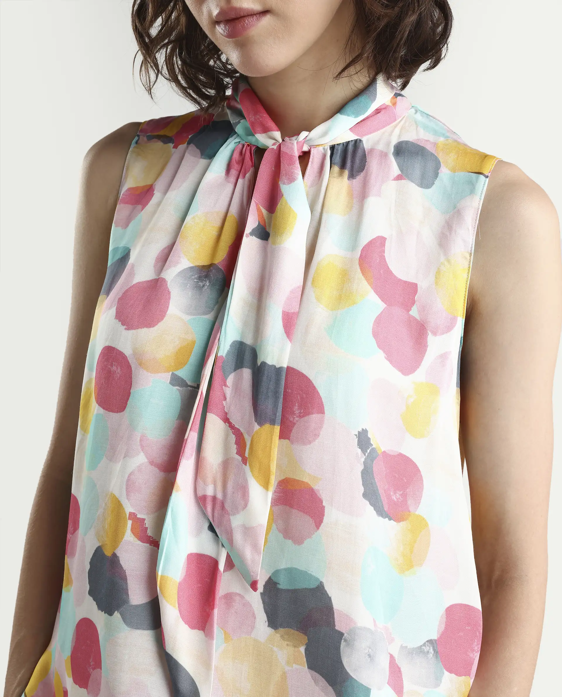 Rareism Women's Isro Pink Modal Abstract Print Top - Image 4