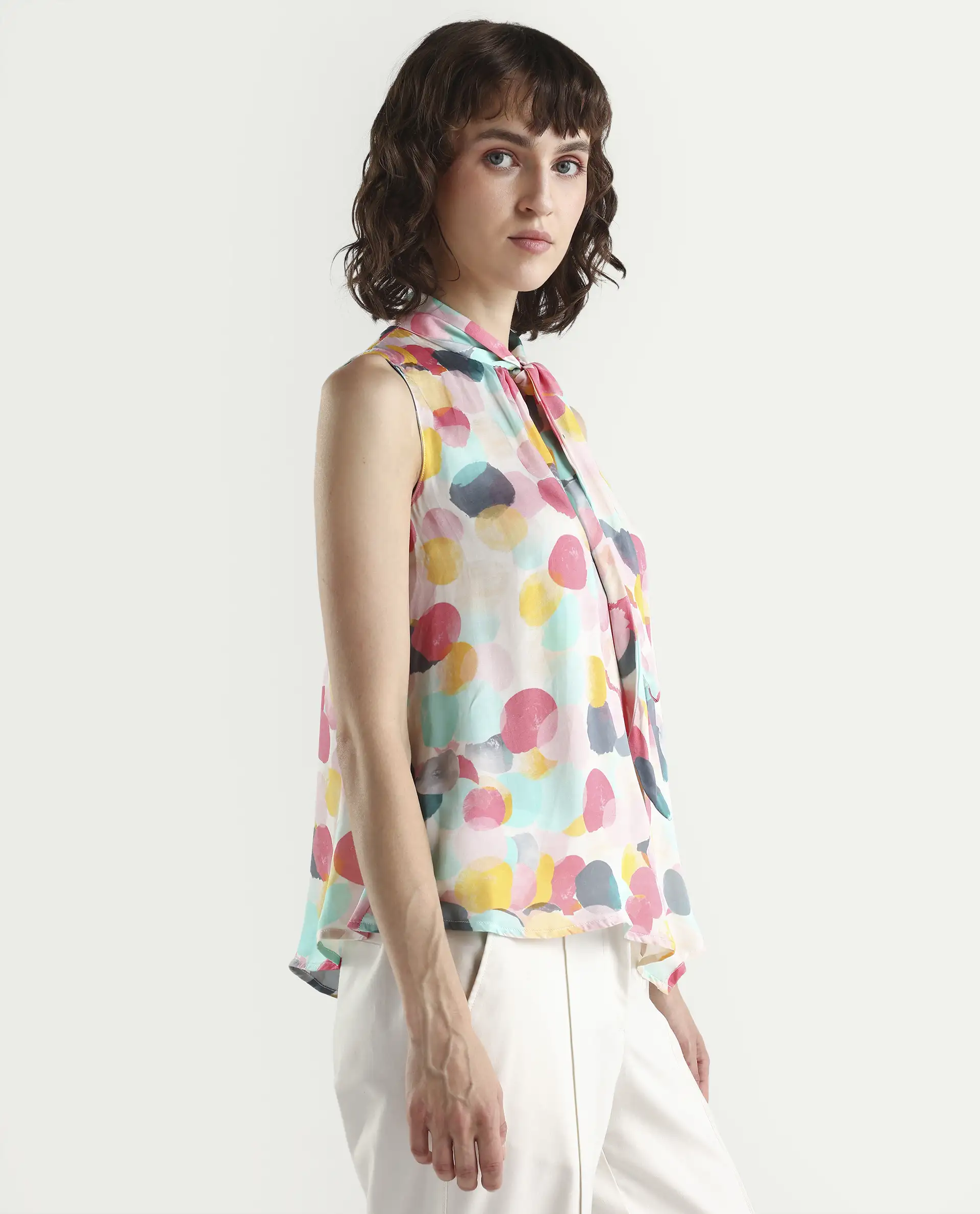 Rareism Women's Isro Pink Modal Abstract Print Top - Image 6