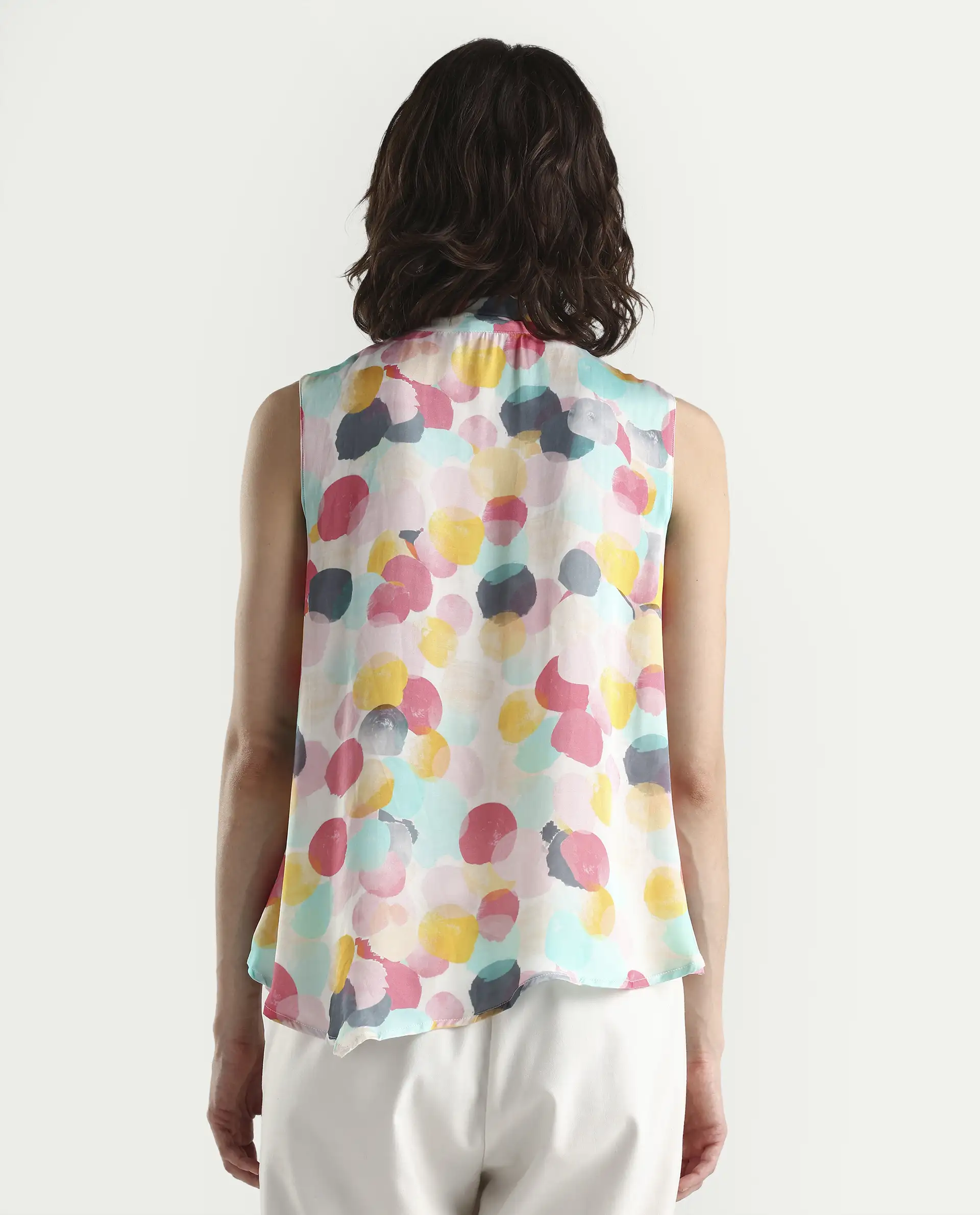 Rareism Women's Isro Pink Modal Abstract Print Top - Image 7