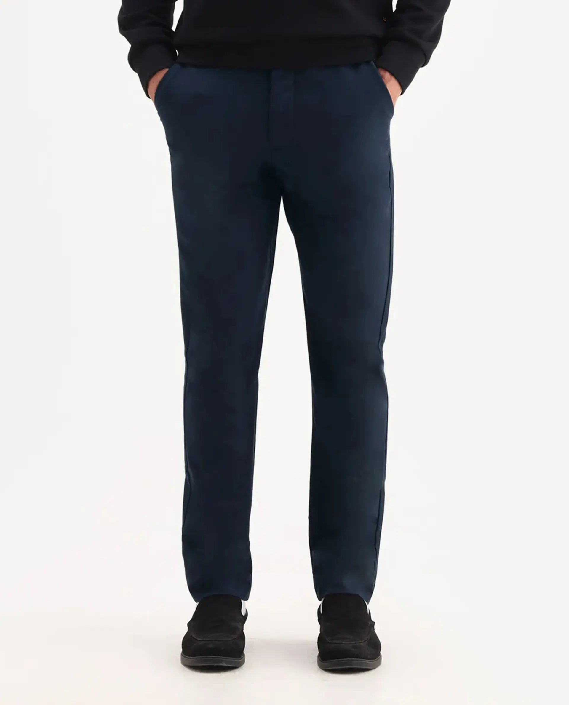 Rare Rabbit Men's Ital Navy Polyester Blend Plain Regular Fit Trouser - Image 10