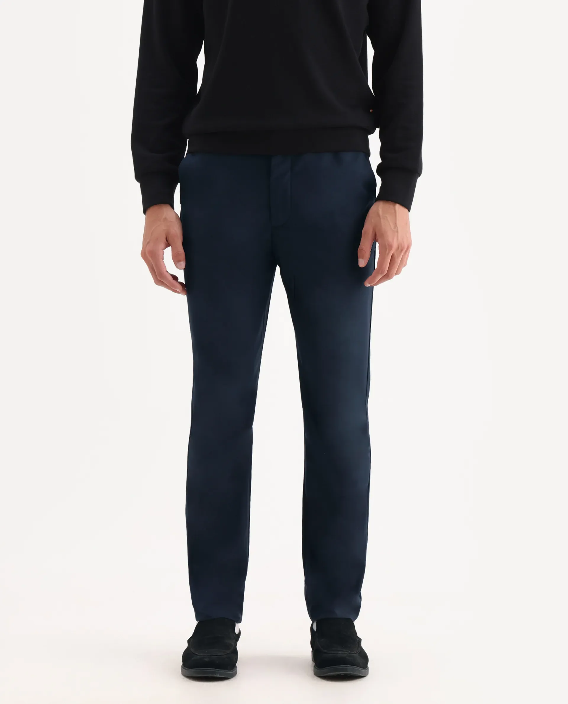 Rare Rabbit Men's Ital Navy Polyester Blend Plain Regular Fit Trouser - Image 2