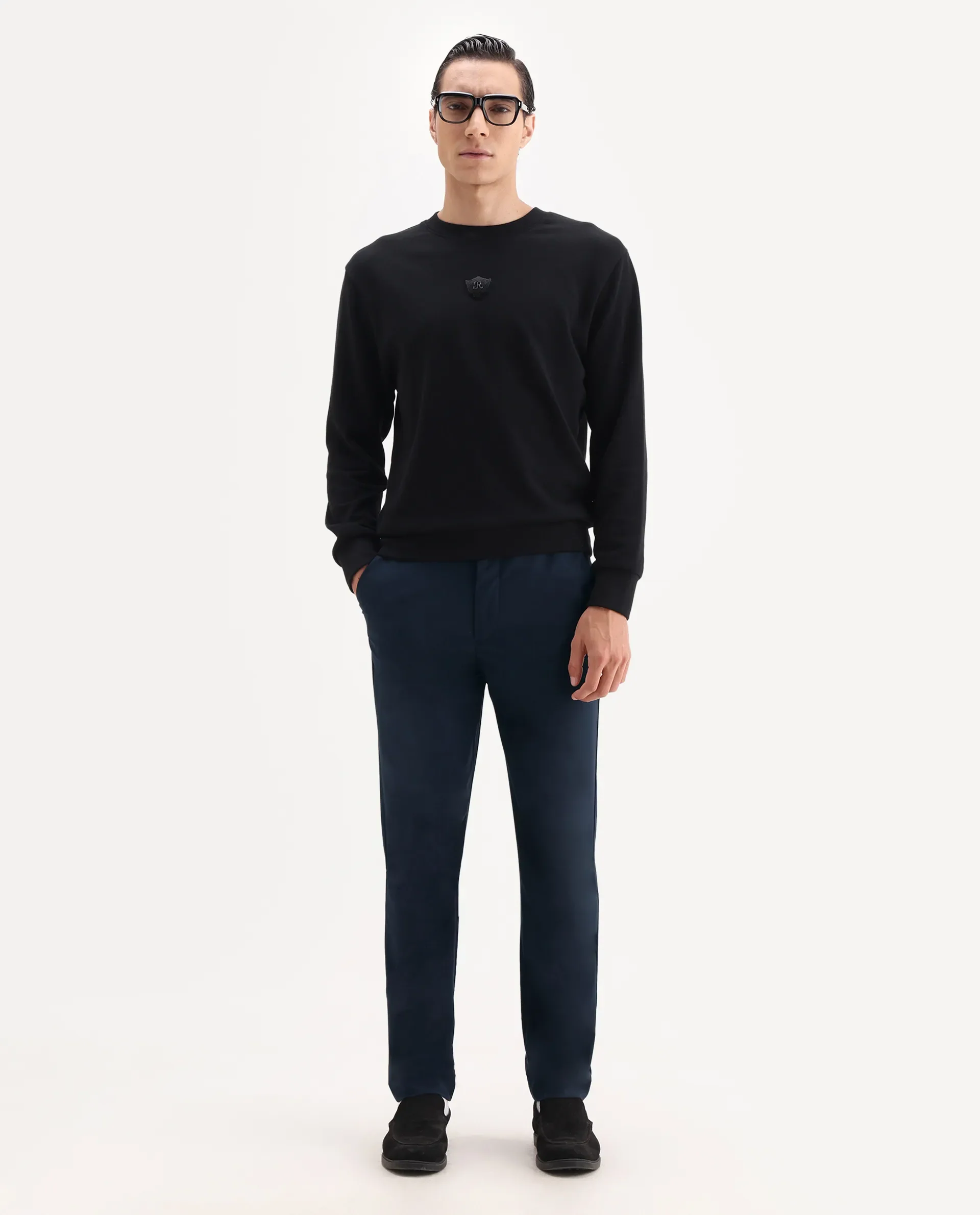 Rare Rabbit Men's Ital Navy Polyester Blend Plain Regular Fit Trouser - Image 6