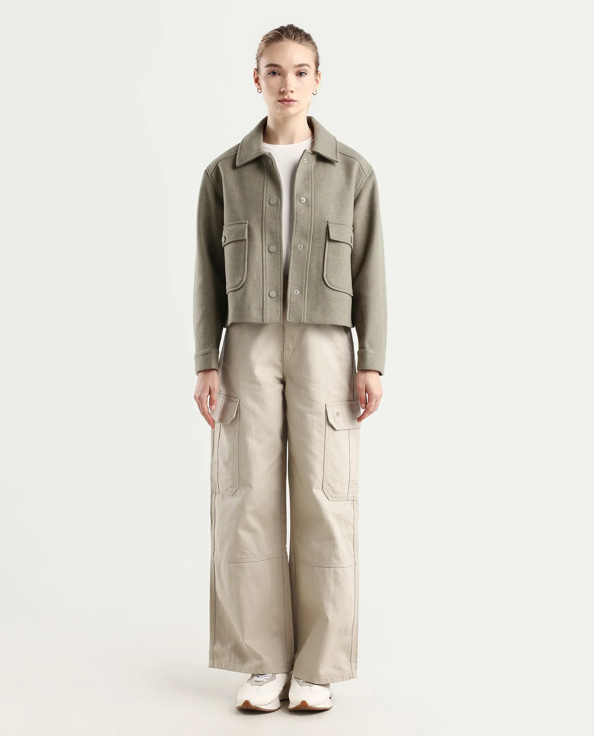 Rareism Women's Itsiz Off Beige Cotton Plain Ankle Length Wide Trouser - Image 3