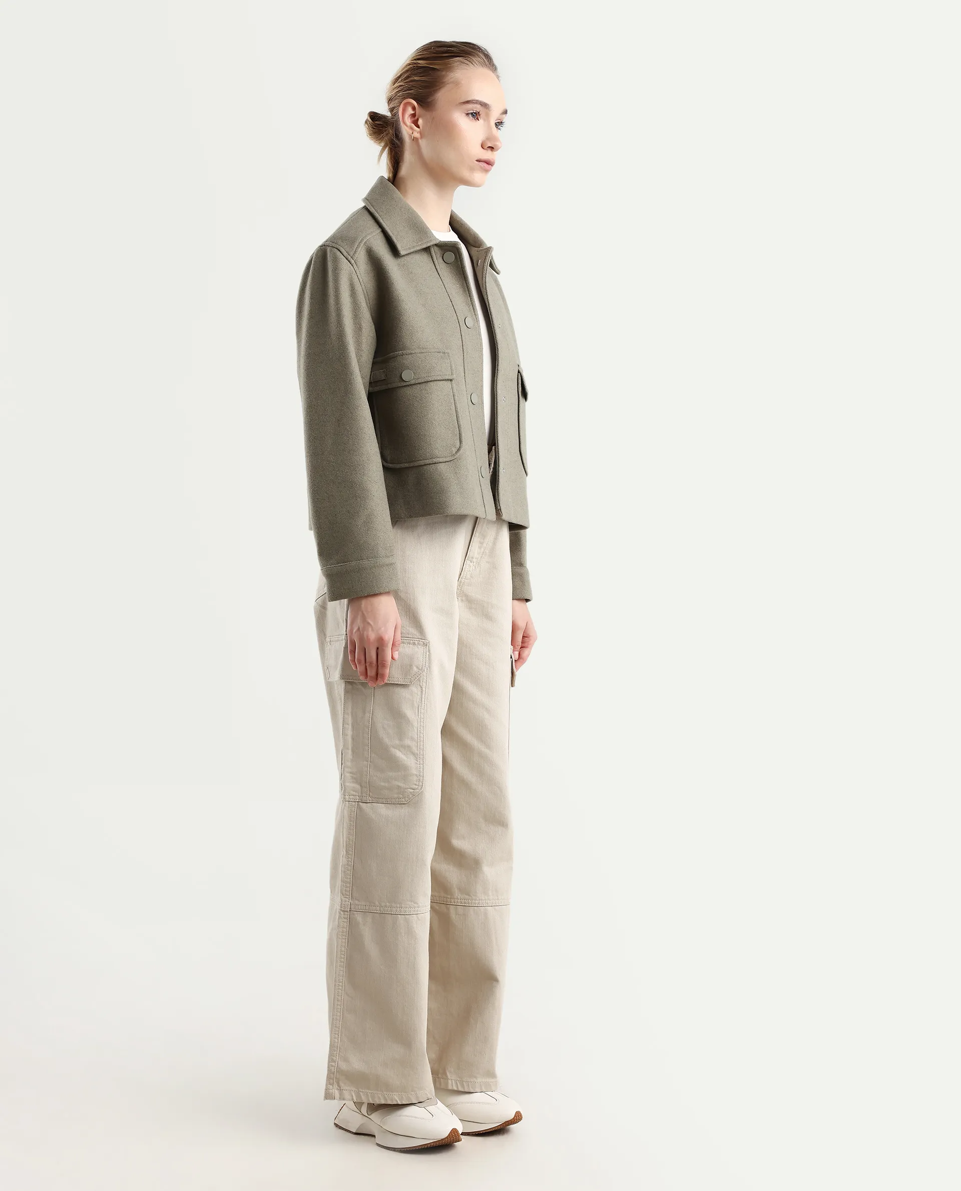 Rareism Women's Itsiz Off Beige Cotton Plain Ankle Length Wide Trouser - Image 6
