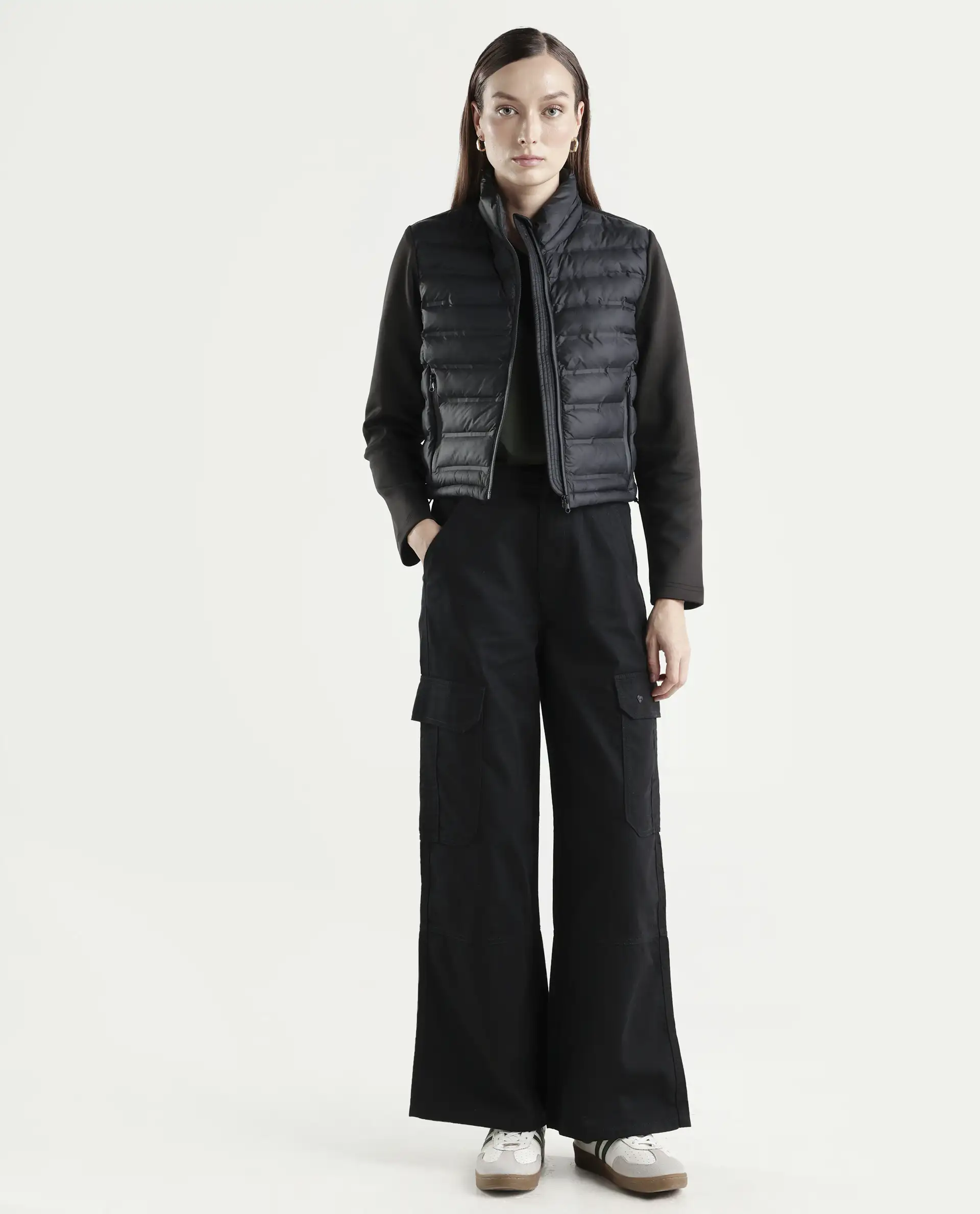 Rareism Women's Itsiz Black Cotton Plain Ankle Length Wide Trouser - Image 2