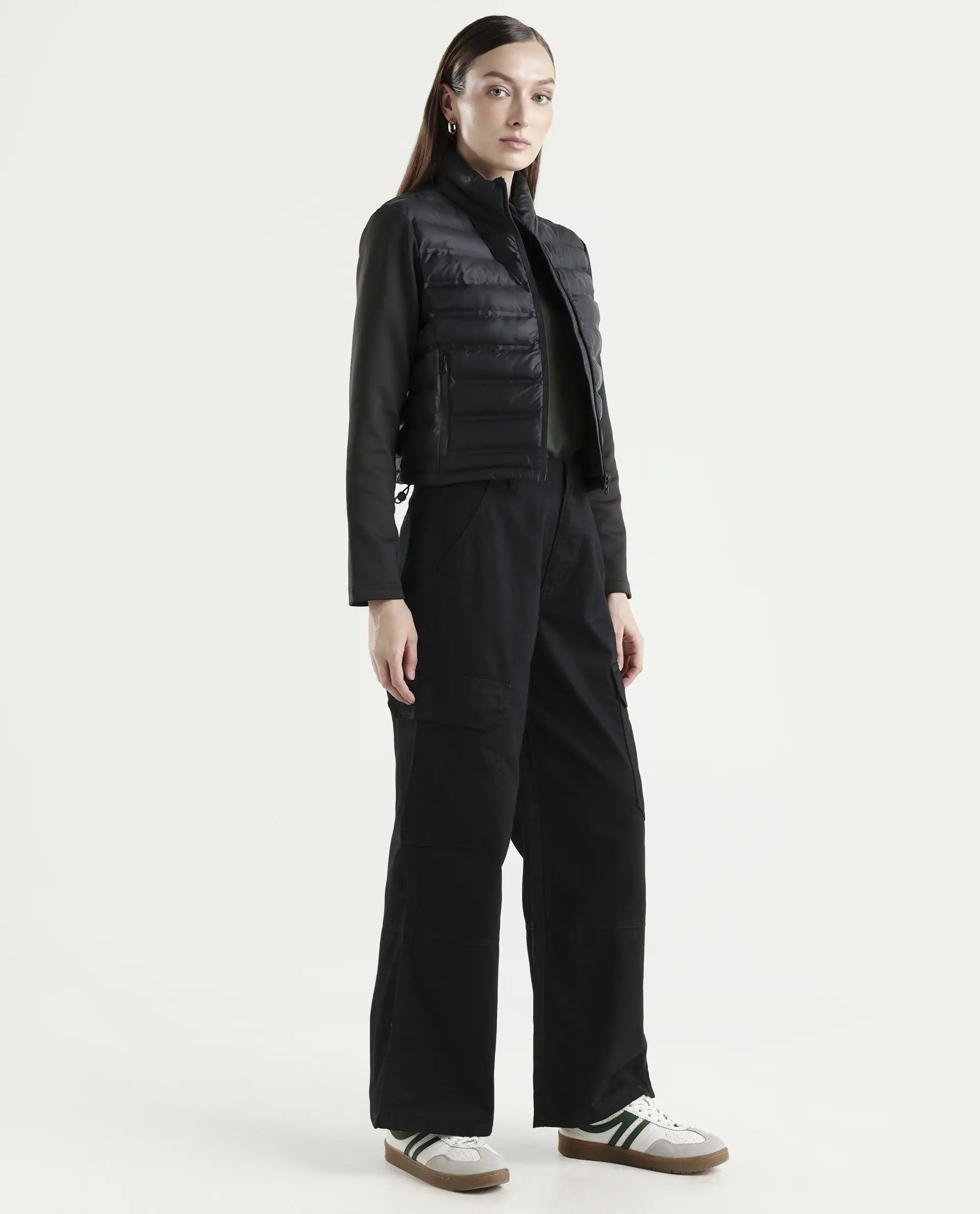 Rareism Women's Itsiz Black Cotton Plain Ankle Length Wide Trouser - Image 7