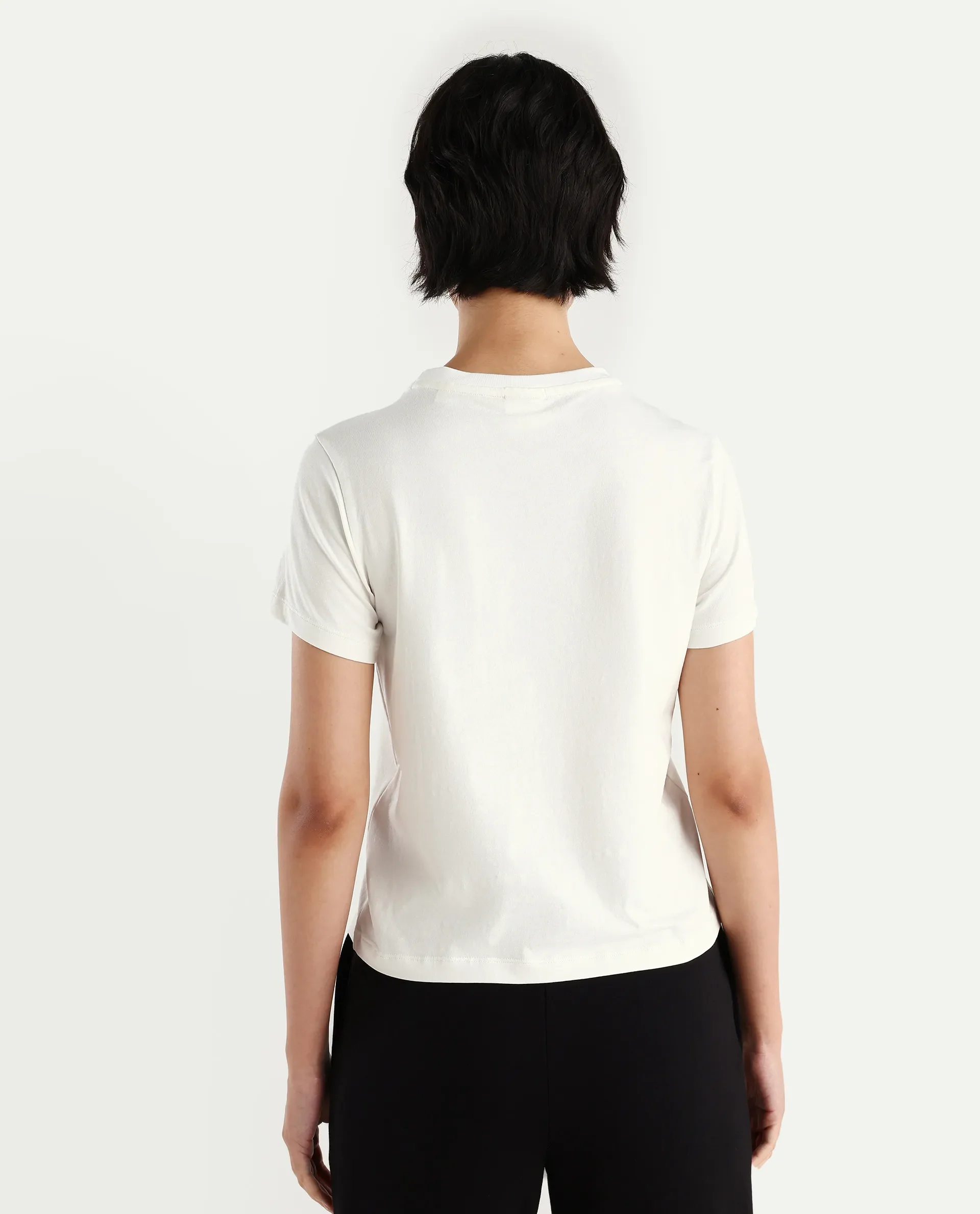 Rareism Women's Itsy Off White Cotton Blend Crew Neck Graphic Print Regular Fit T-Shirt - Image 7