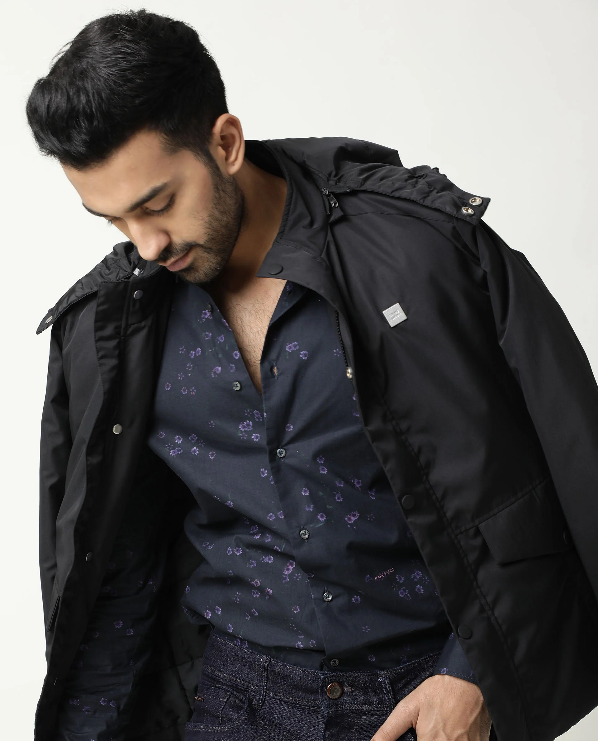 Rare Rabbit Men's Itxy Navy Cotton Graphic Print Regular Fit Full Sleeve Collared Shirt - Image 10