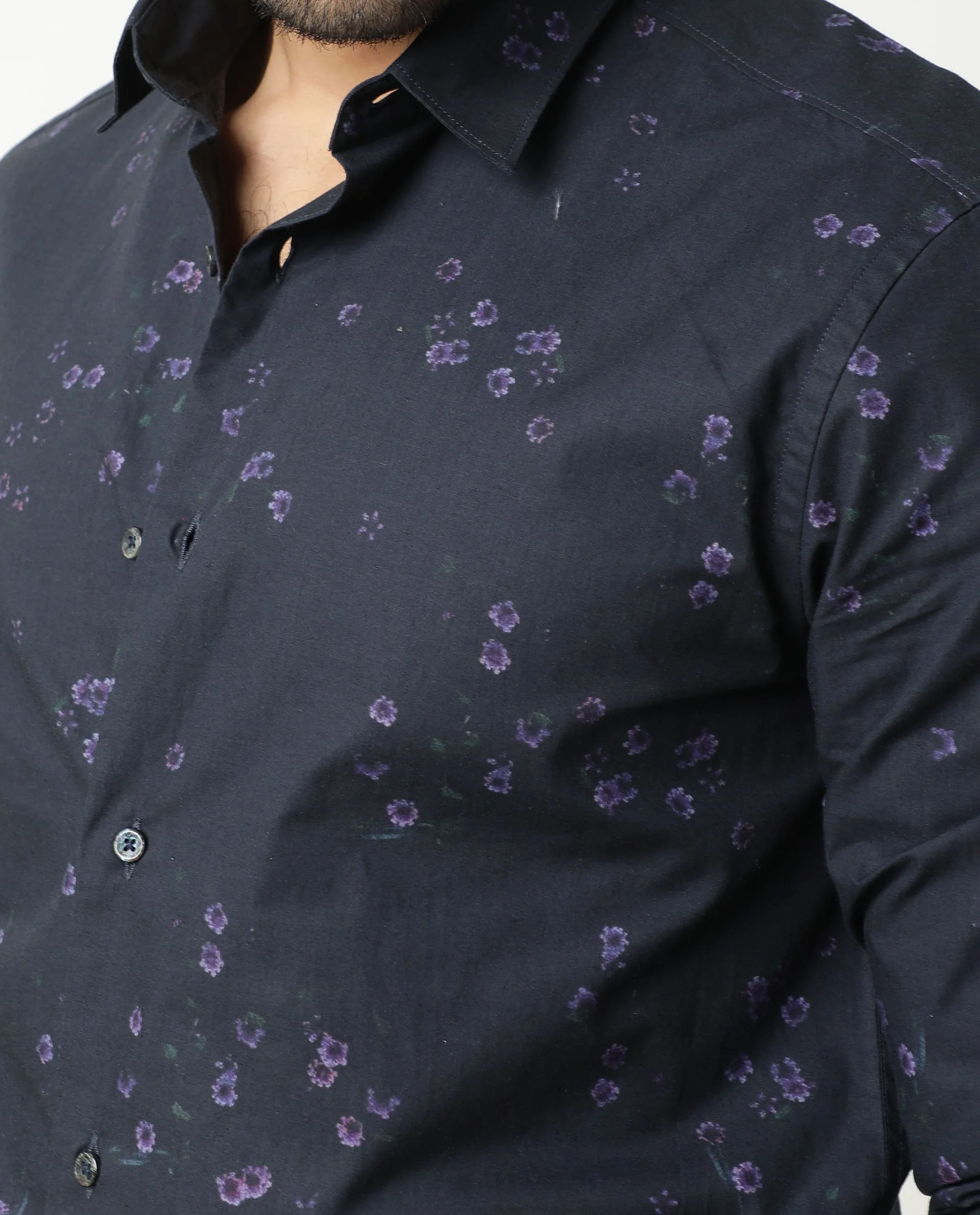 Rare Rabbit Men's Itxy Navy Cotton Graphic Print Regular Fit Full Sleeve Collared Shirt - Image 5