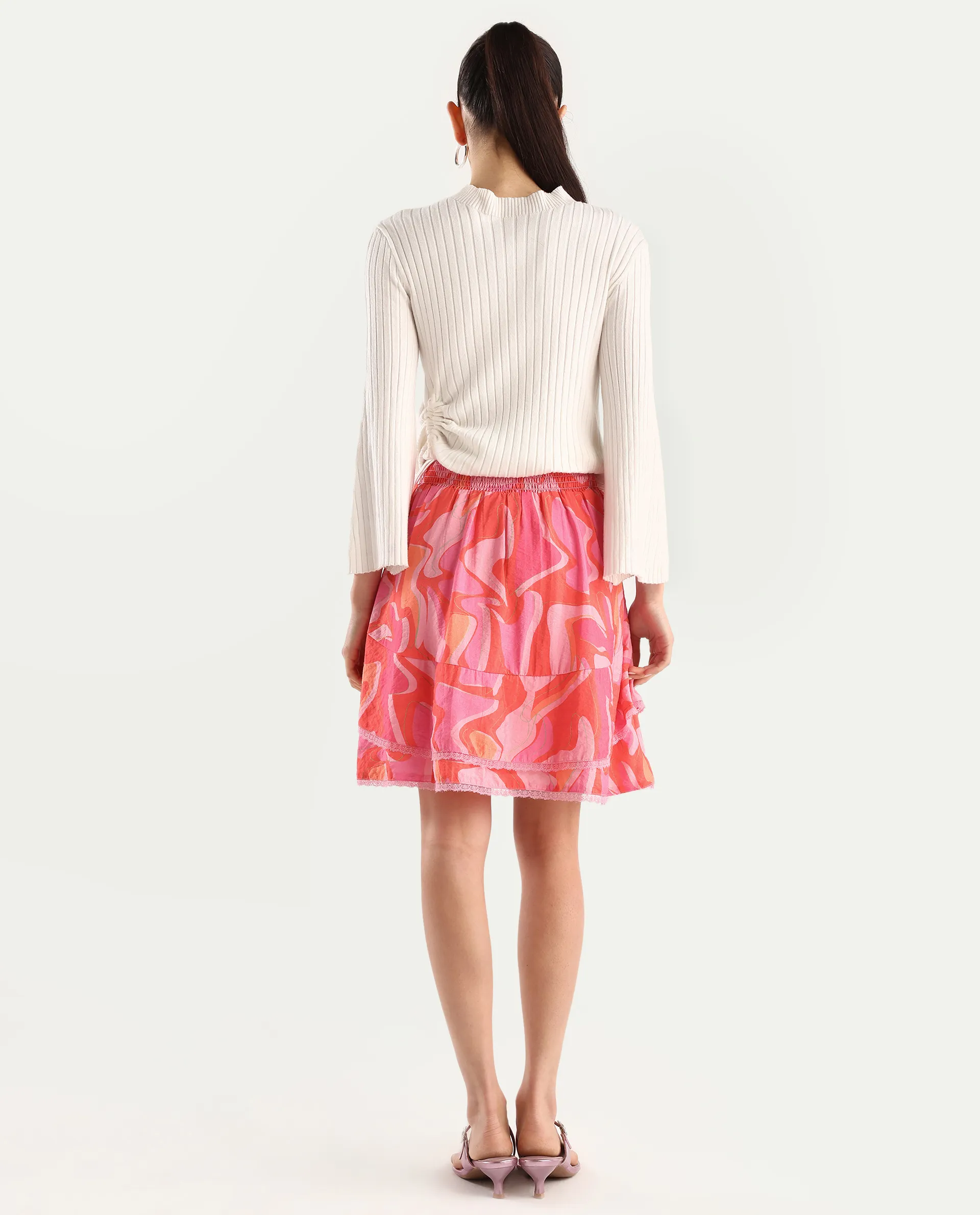 Rareism Women's Ivania Multi Viscose Blend Abstract Print Mini Relaxed Fit Skirt - Image 7
