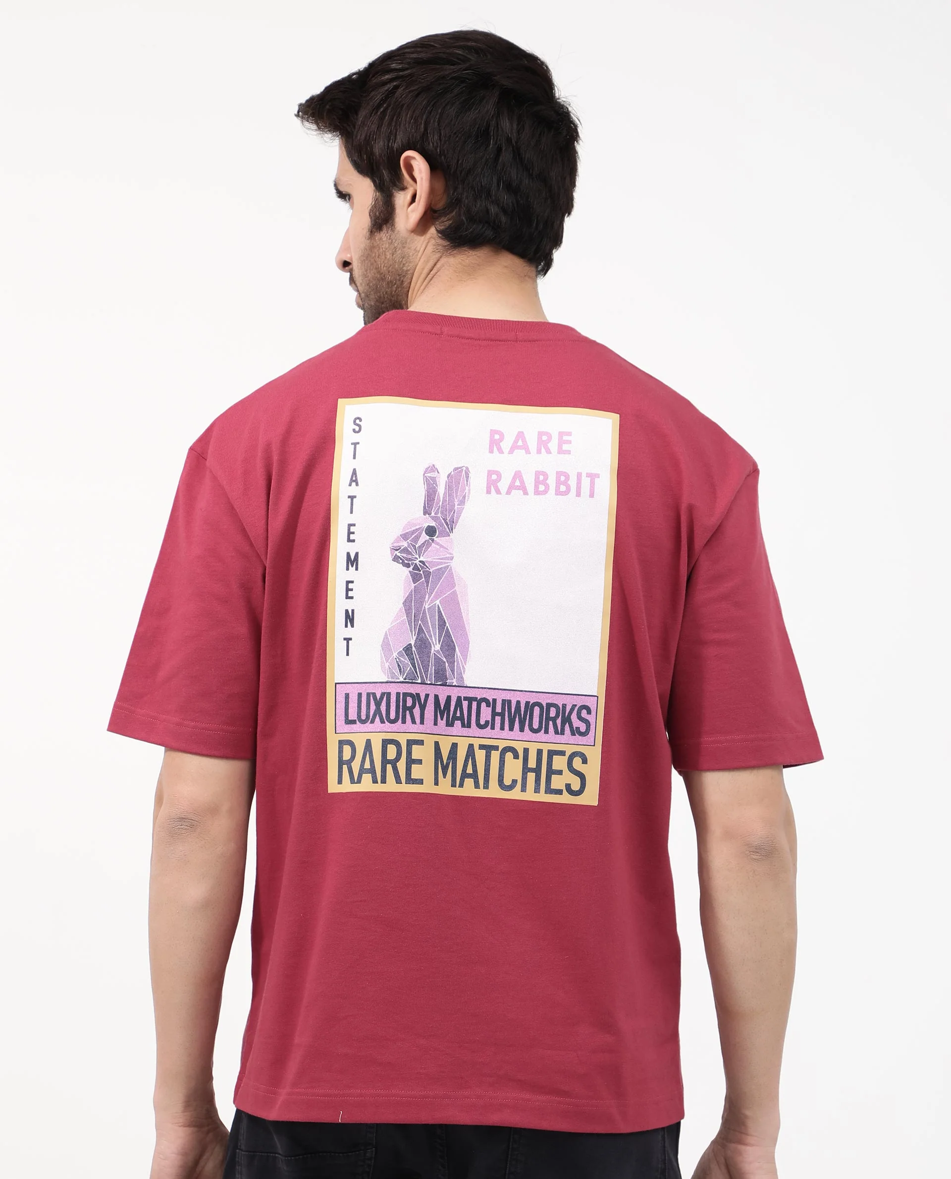 Rare Rabbit Articale Mens Iver Red Cotton Polyester Fabric Short Sleeve Crew Neck Oversized Fit Graphic Printed T-Shirt - Image 3