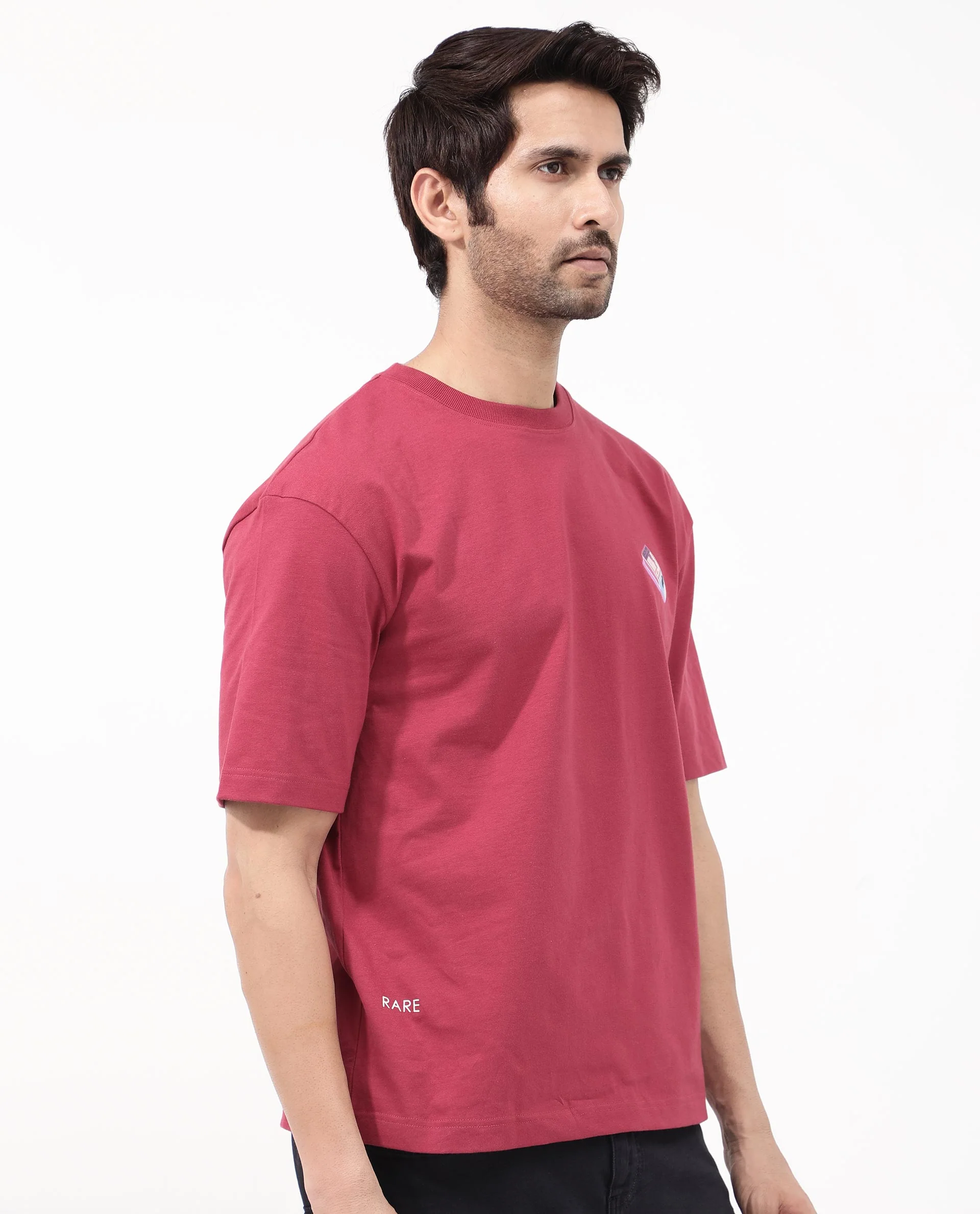 Rare Rabbit Articale Mens Iver Red Cotton Polyester Fabric Short Sleeve Crew Neck Oversized Fit Graphic Printed T-Shirt - Image 8