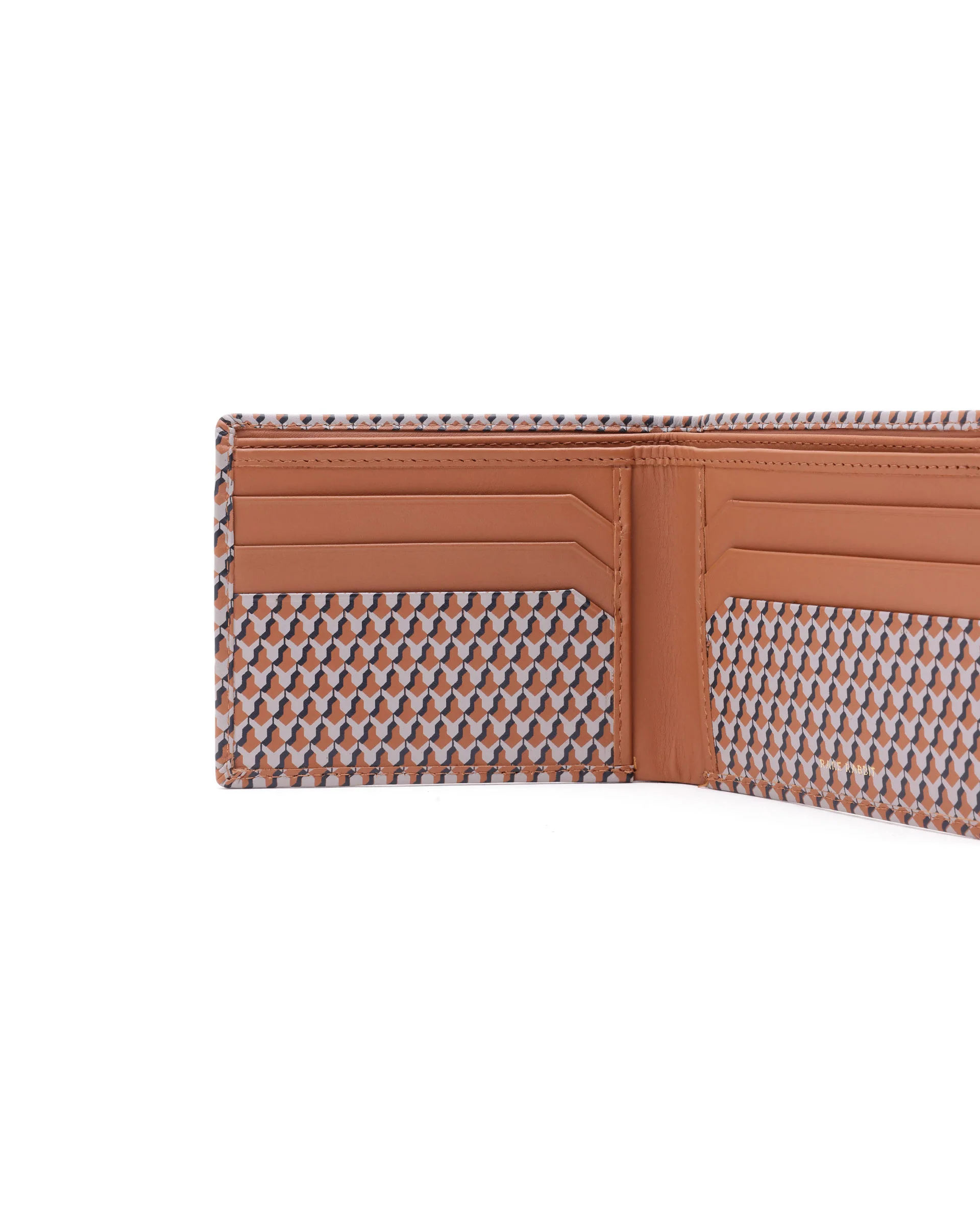 Rare Rabbit Men's Iver Tan Bi Fold Slim Rfid Monogram Print Wallet - Image 5