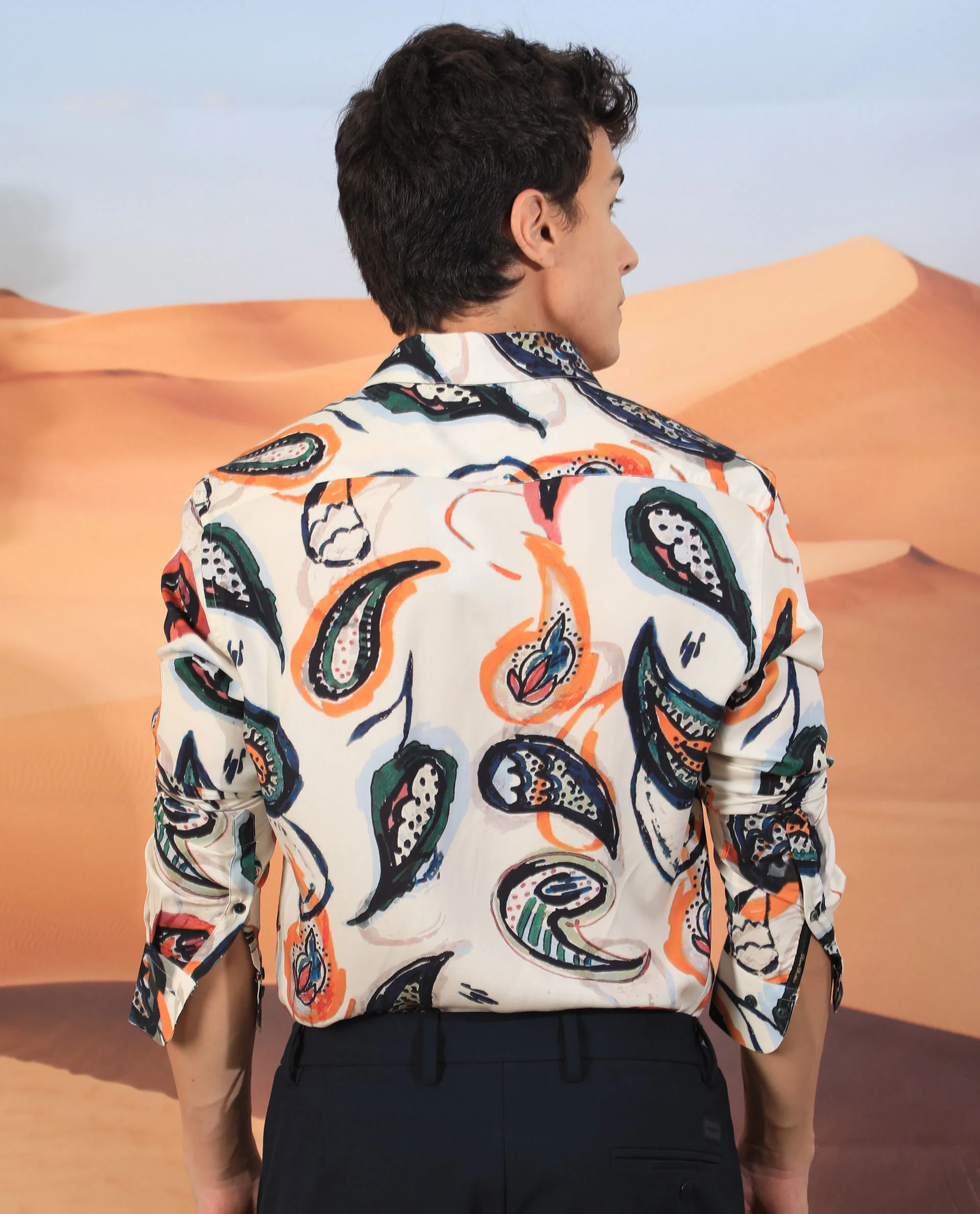 Rare Rabbit Men's Ivys Ls Beige Viscose Paisley Print Regular Fit Full Sleeve Collared Shirt - Image 9