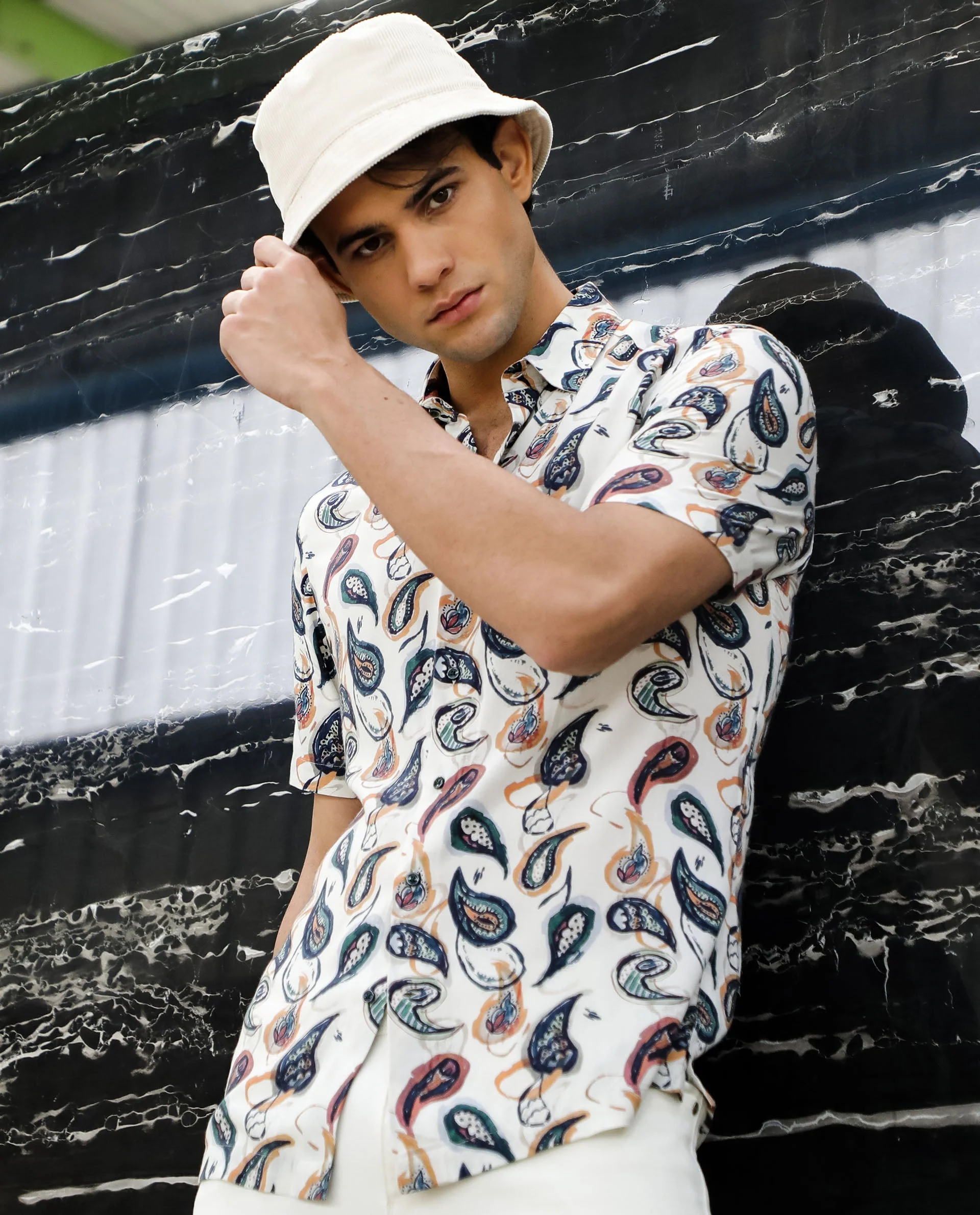 Rare Rabbit Men's Ivys Ss Beige Viscose Printed Regular Fit Half Sleeve Collared Shirt - Image 3