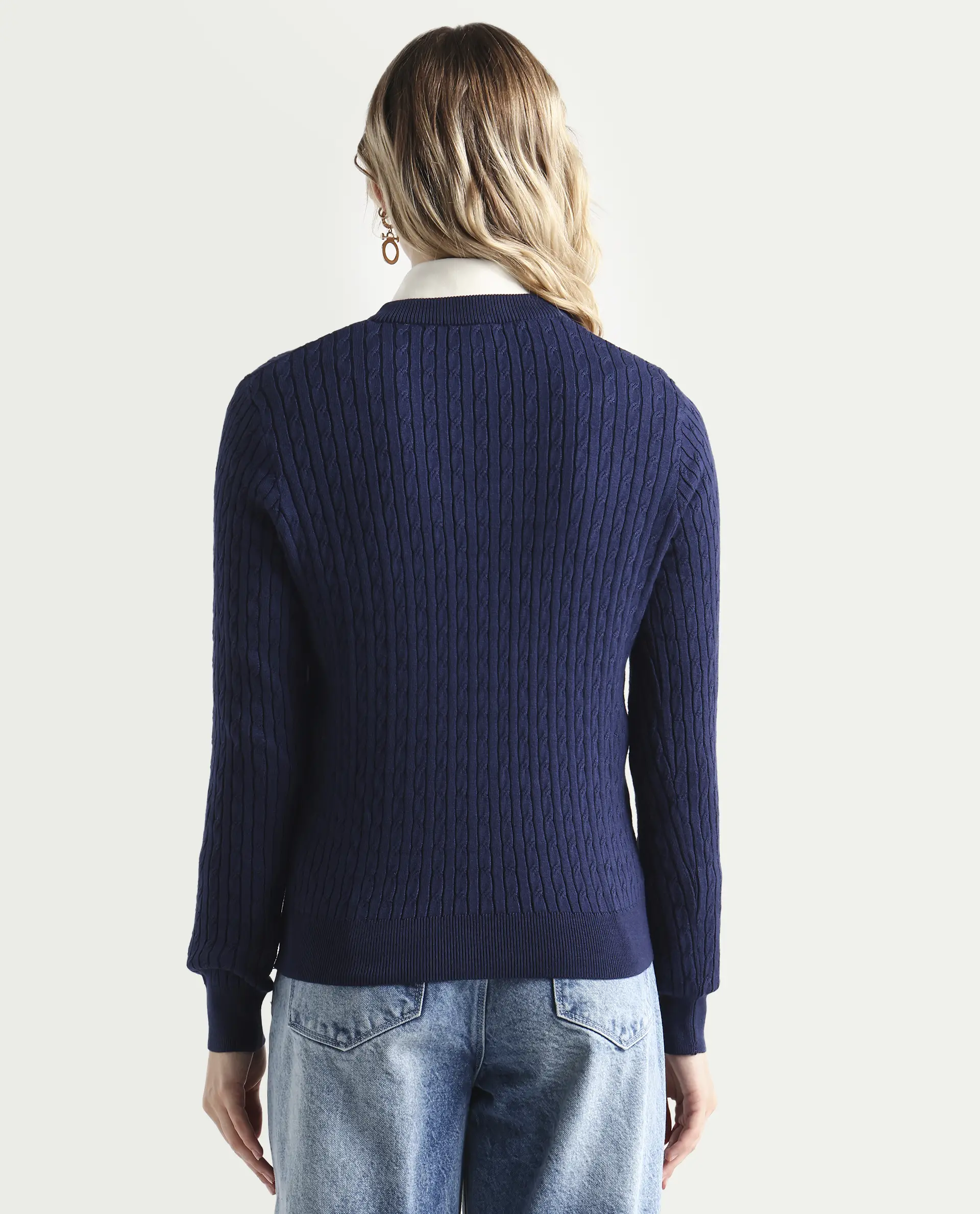 Rareism Women's Izmit Navy Viscose V-Neck Plain Regular Fit Top - Image 7