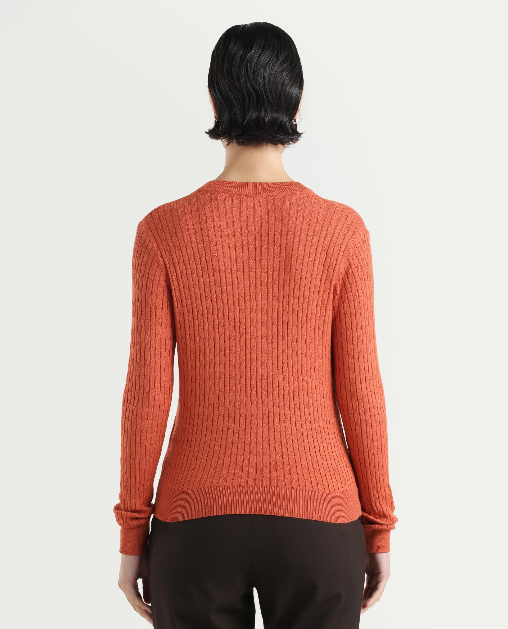 Rareism Women's Izmit Orange Viscose V-Neck Plain Regular Fit Top - Image 7