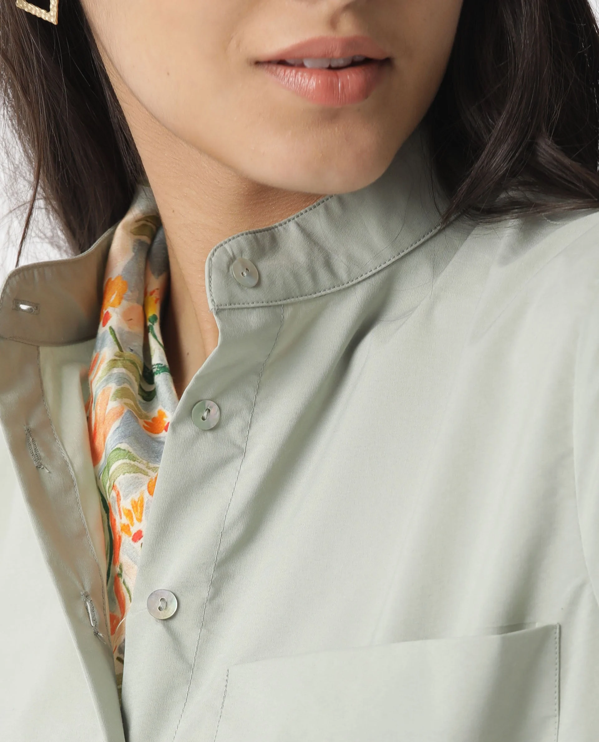Rareism Women Izzie Orange Scarf Cotton Silk Fabric - Image 2