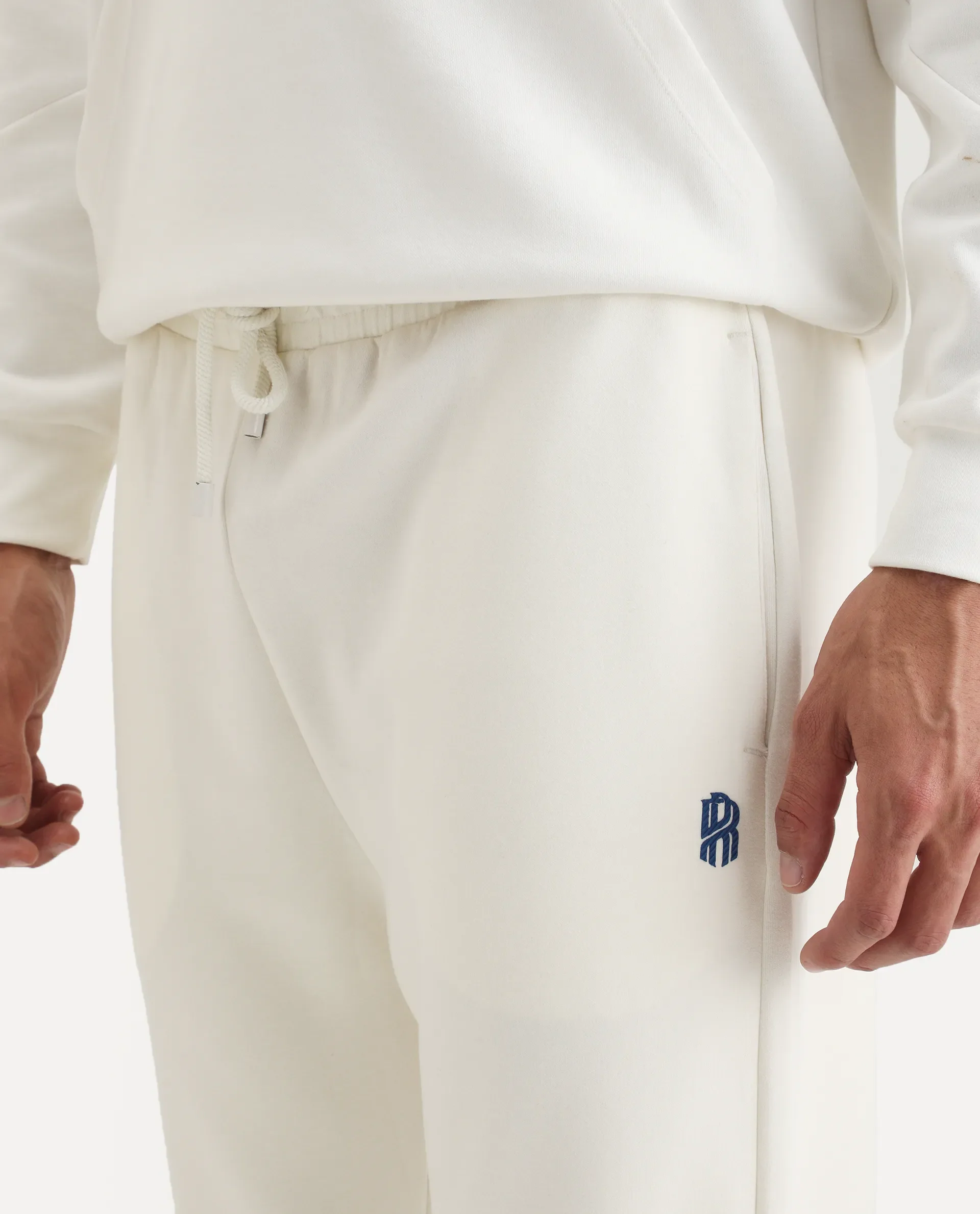 Rare Rabbit Men's Jabe-B Off White Modal Blend Fabric Regular Fit Plain Track Pant - Image 4