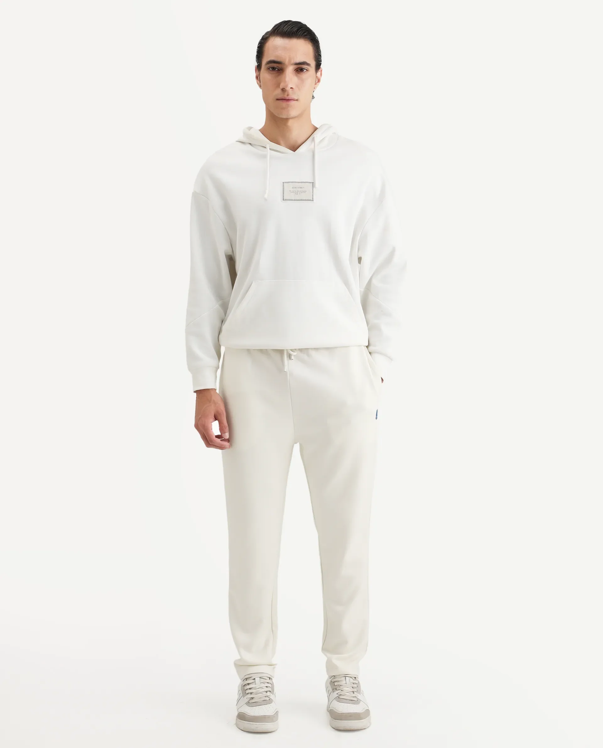 Rare Rabbit Men's Jabe-B Off White Modal Blend Fabric Regular Fit Plain Track Pant - Image 5