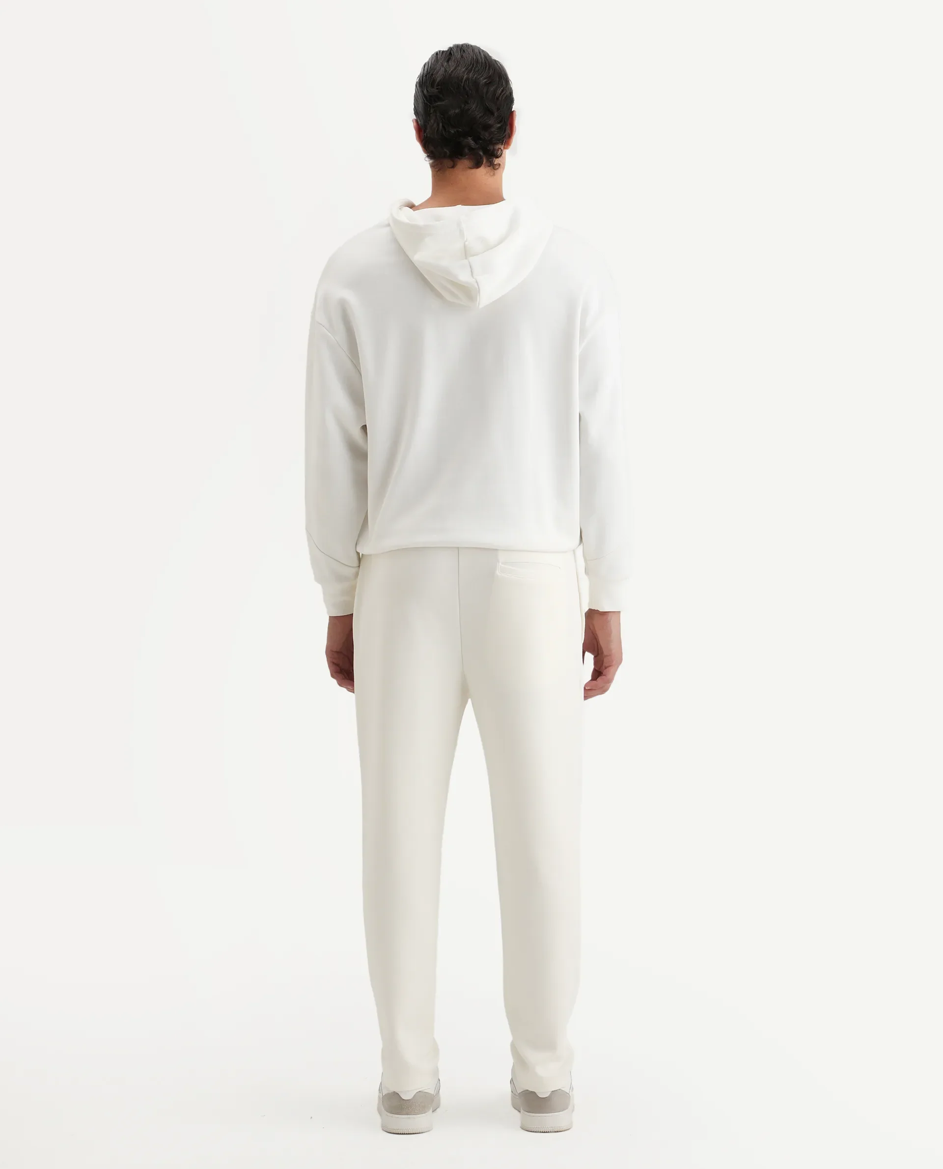 Rare Rabbit Men's Jabe-B Off White Modal Blend Fabric Regular Fit Plain Track Pant - Image 8